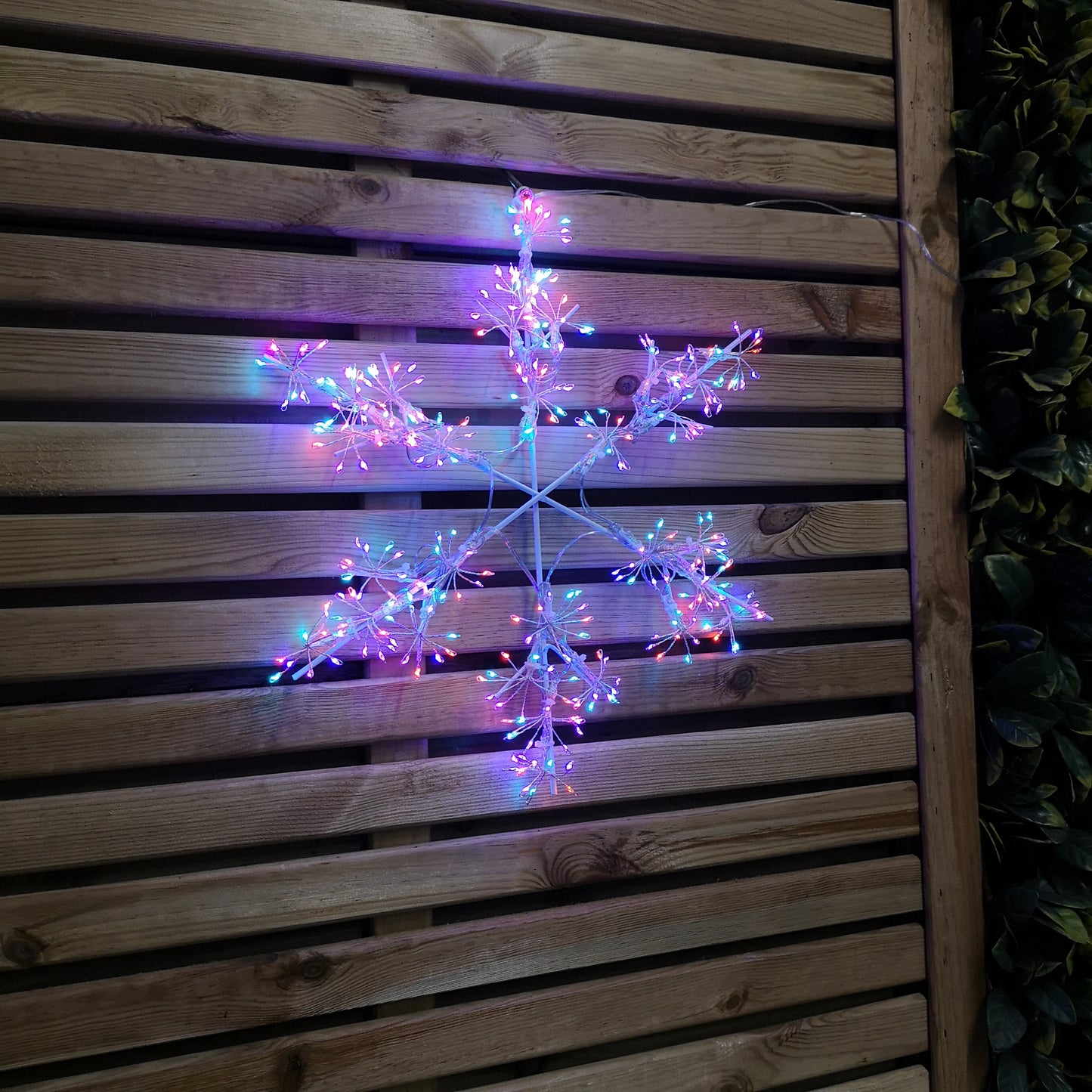 40cm LED Hanging Snowflake Christmas Decoration in Rainbow