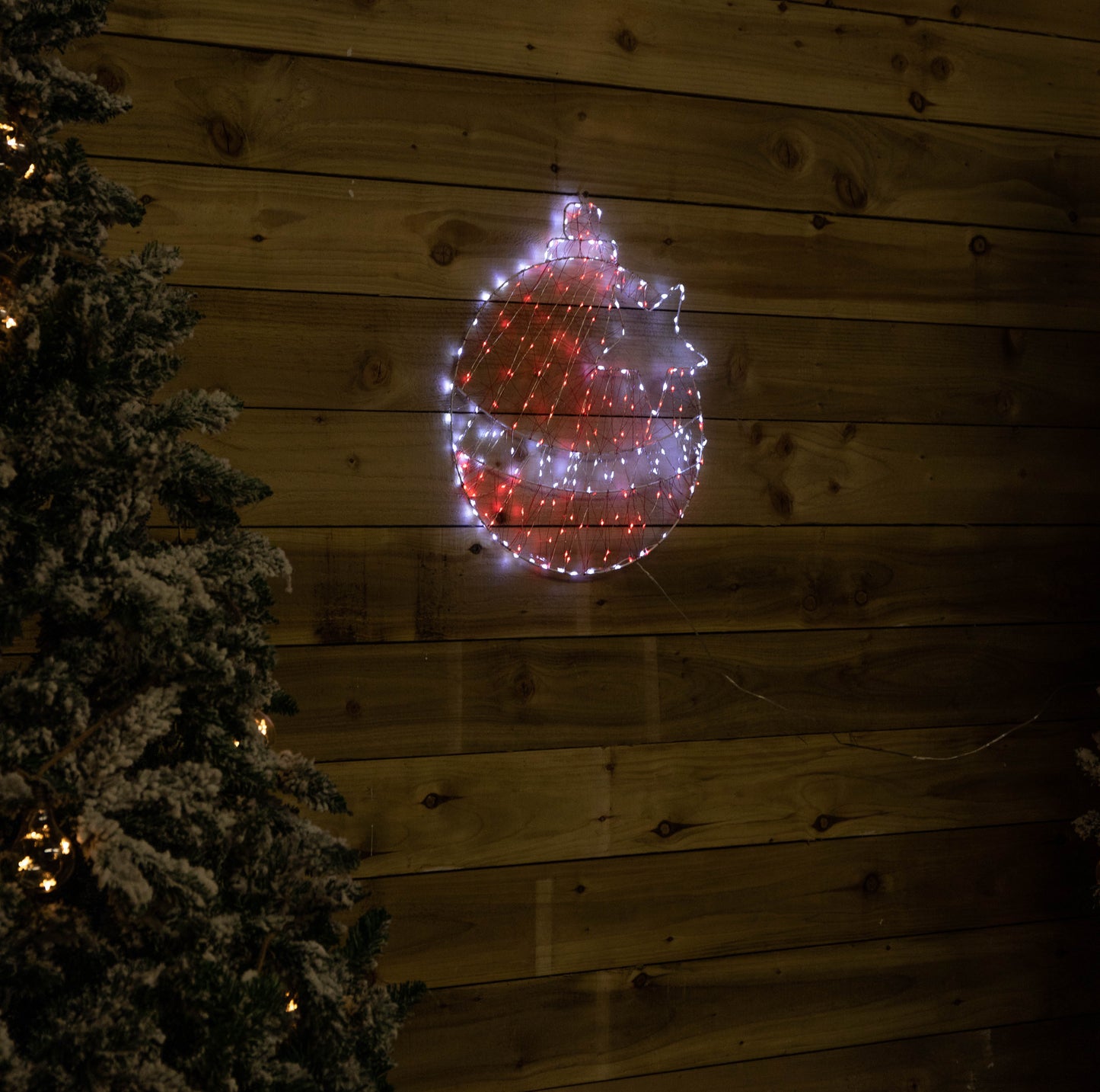 50cm Light up Metal Hanging Christmas Bauble with 240 Red and White LEDs