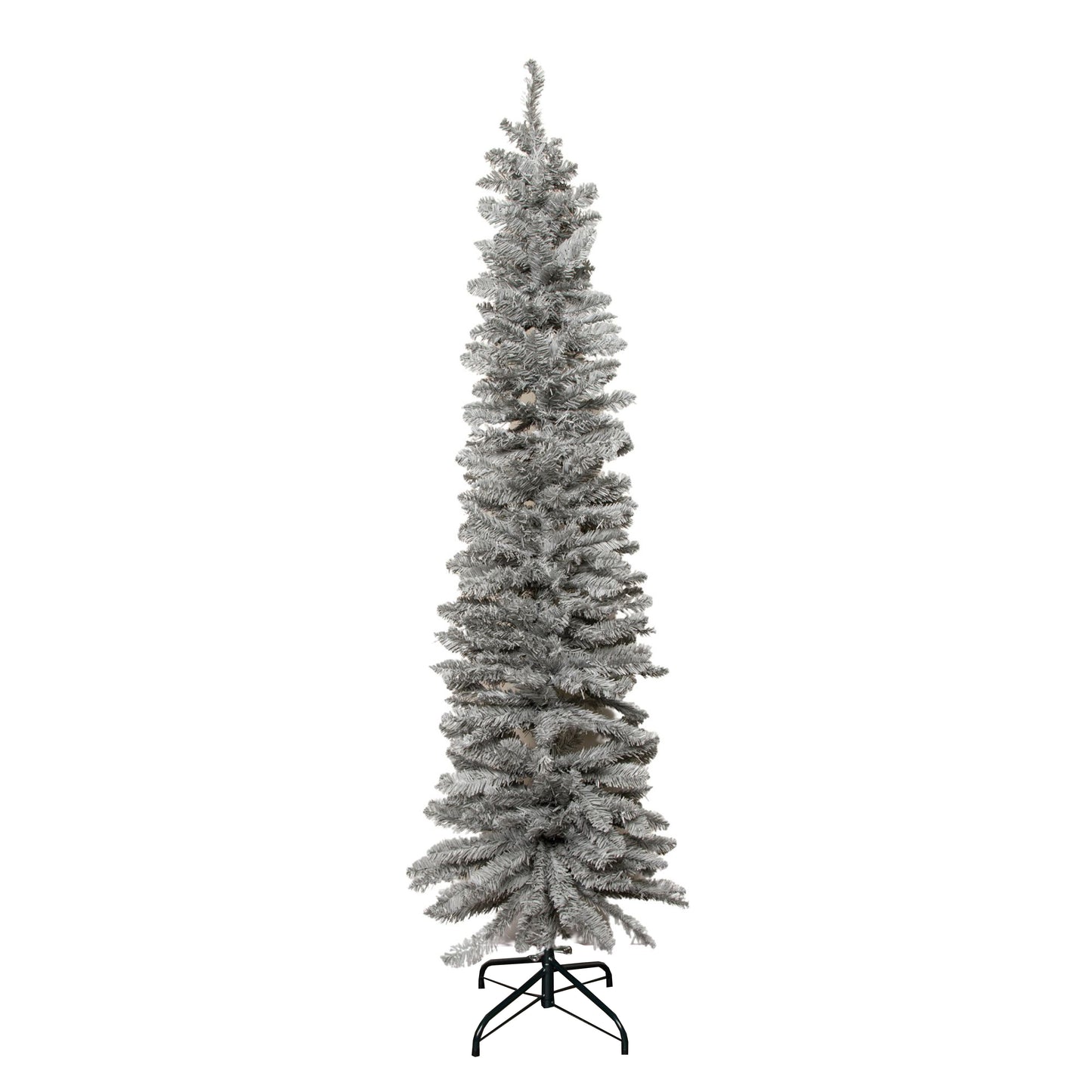 6ft (1.8m) Grey Artificial Pencil Christmas Tree With Green Metal Stand and 321 Tips