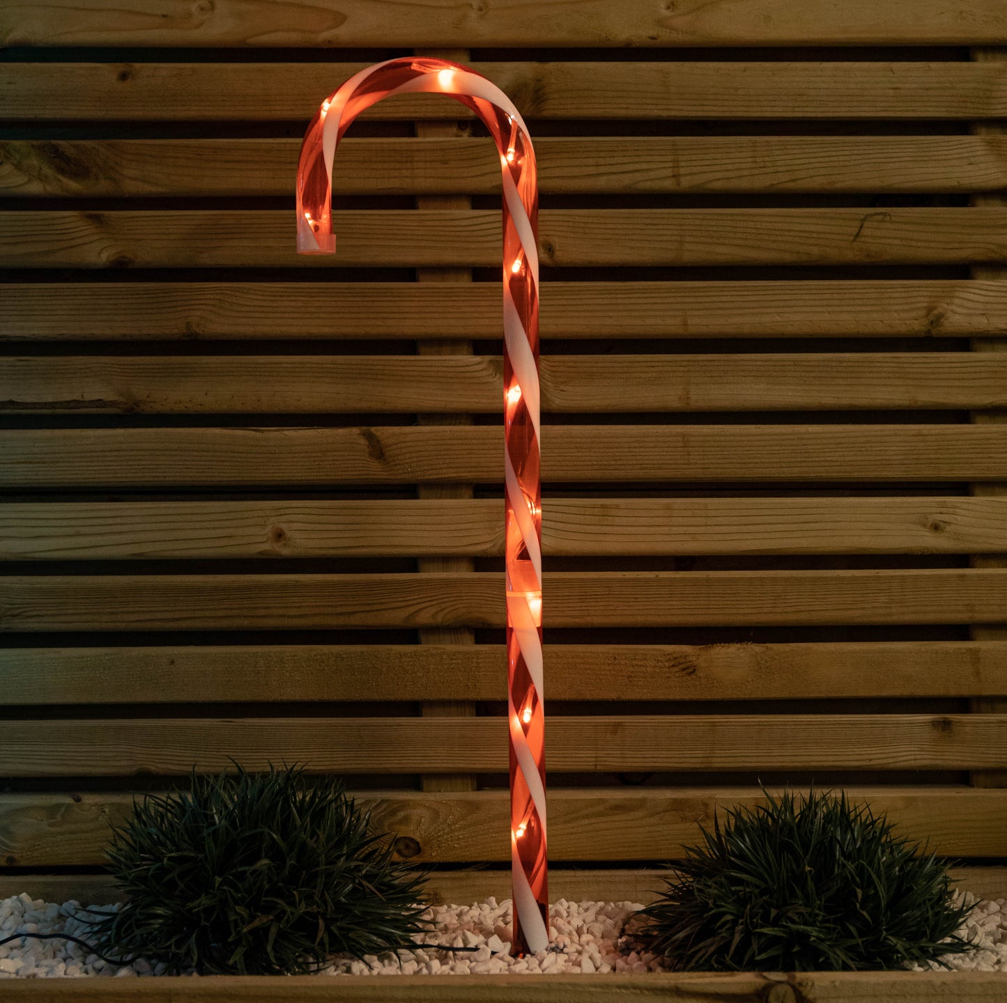 62cm Set of 4 Light up Christmas Candy Cane Garden Path Lights with 40 Rainbow LEDs