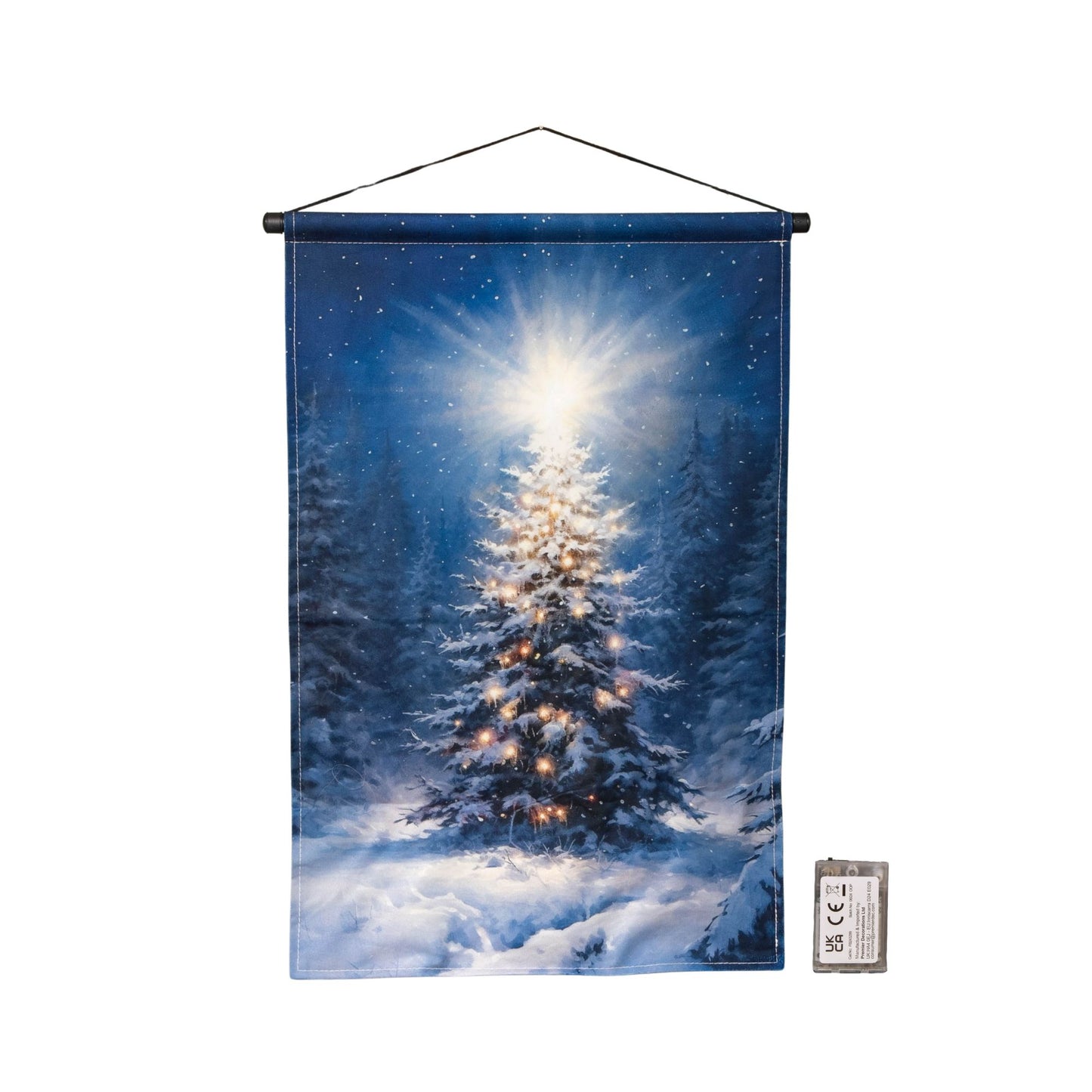 60x40cm Battery Operated Light up Christmas Tree Hanging Banner