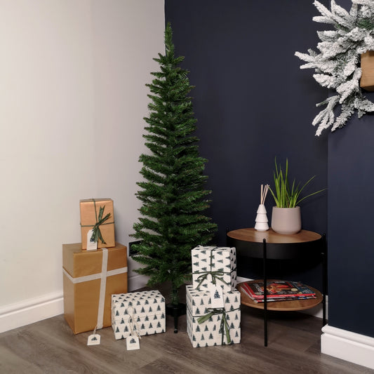 5ft (1.5m) Pencil Style Slim Artificial Christmas Tree in Plain Green