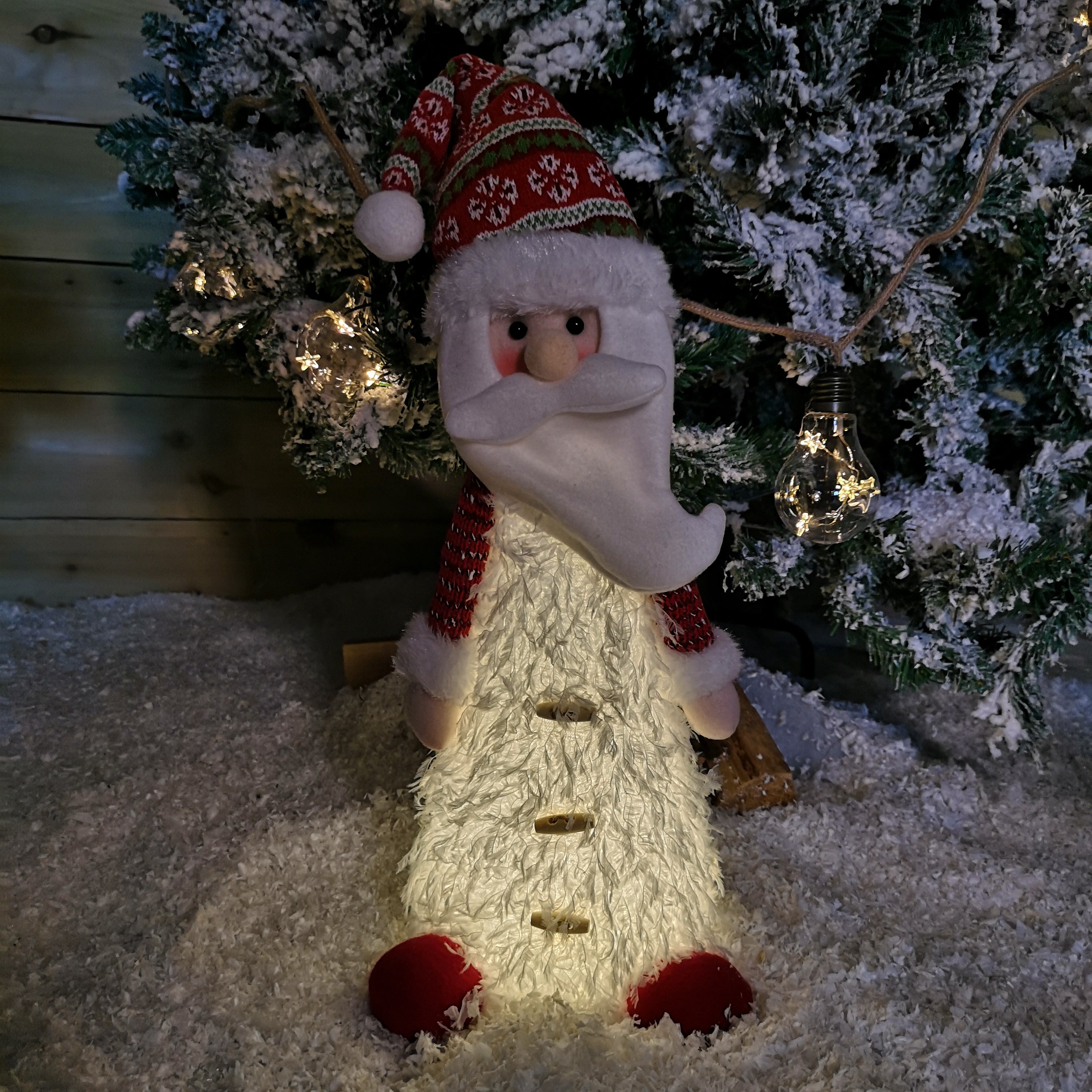 46cm Battery Operated LED Standing White Santa Christmas Decoration