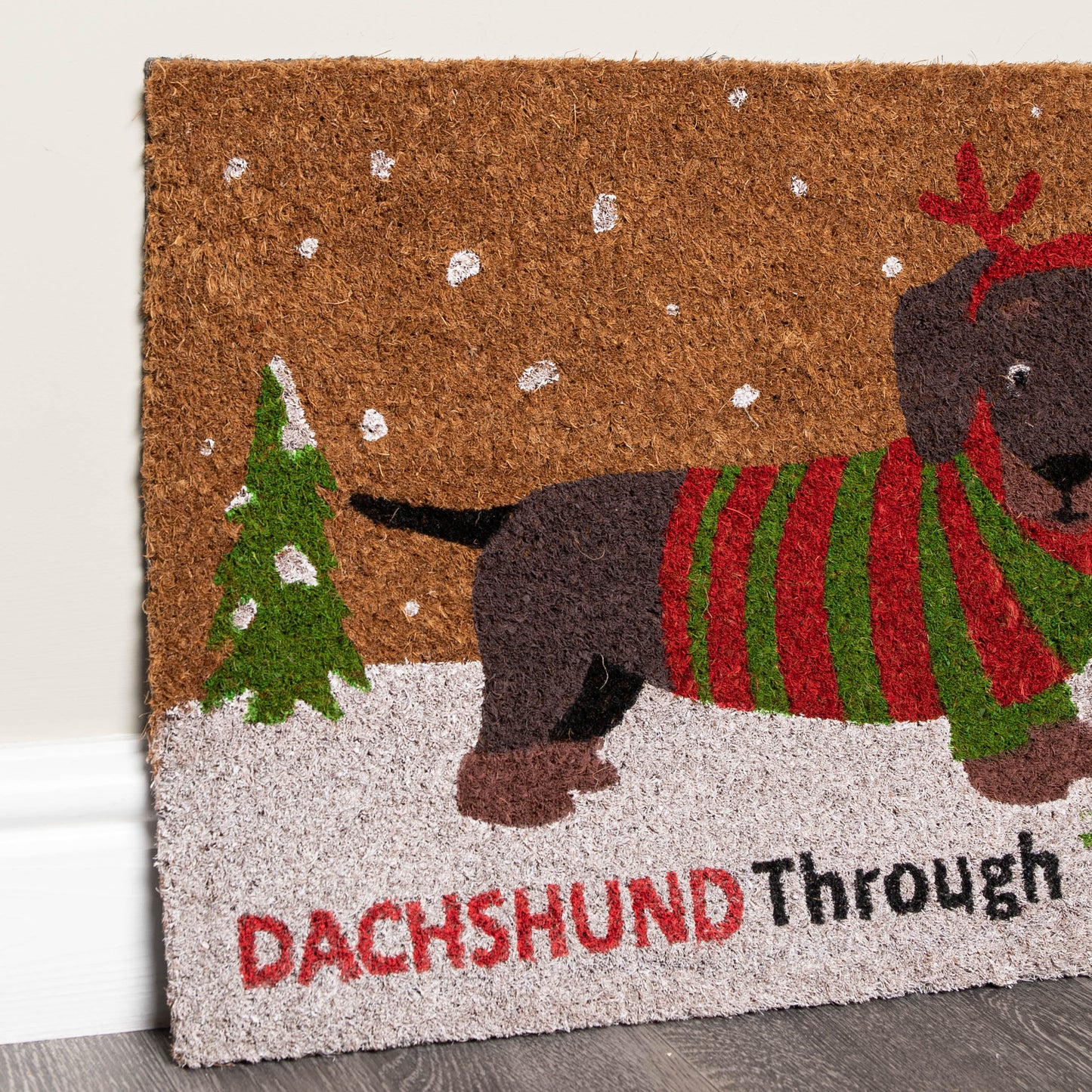 60cm x 40cm Brown Christmas Dachshund Dog Doormat 