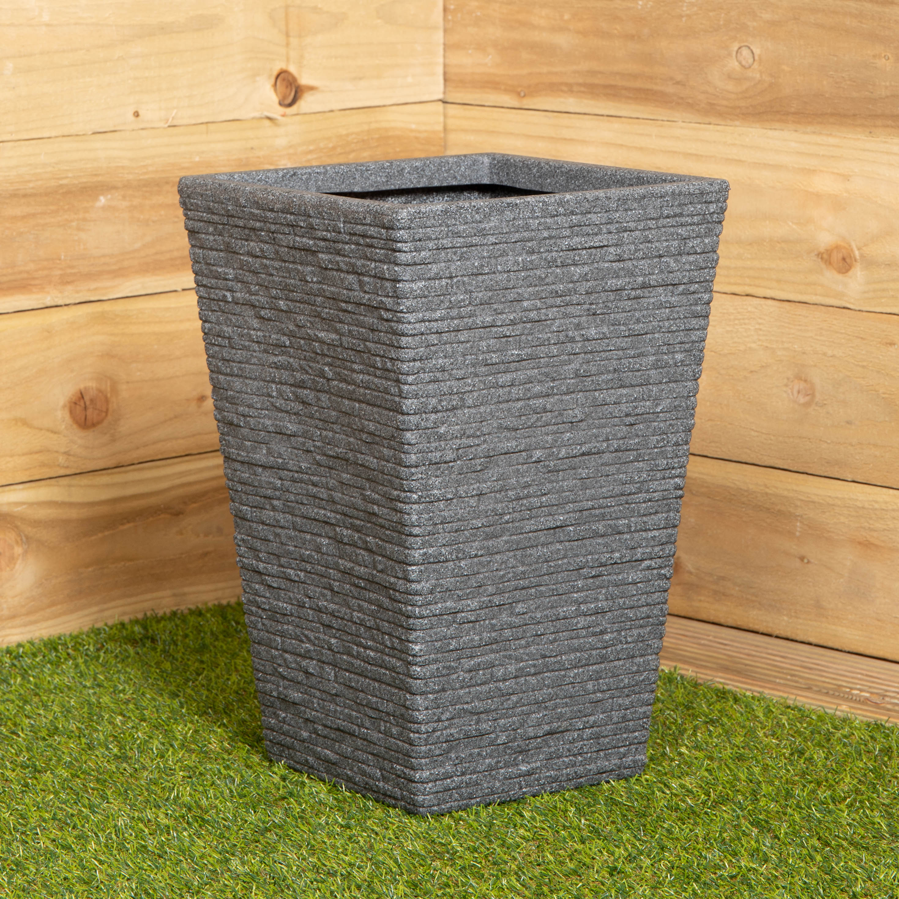 45cm Tall Plastic Ash Grey Slate Effect Garden Patio Trough