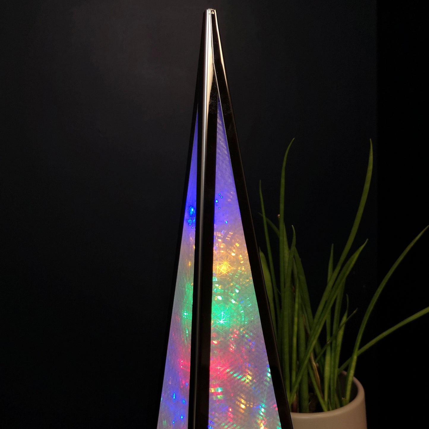 Premier Christmas 45cm Holographic Pyramid with Multi Colour LED Lights