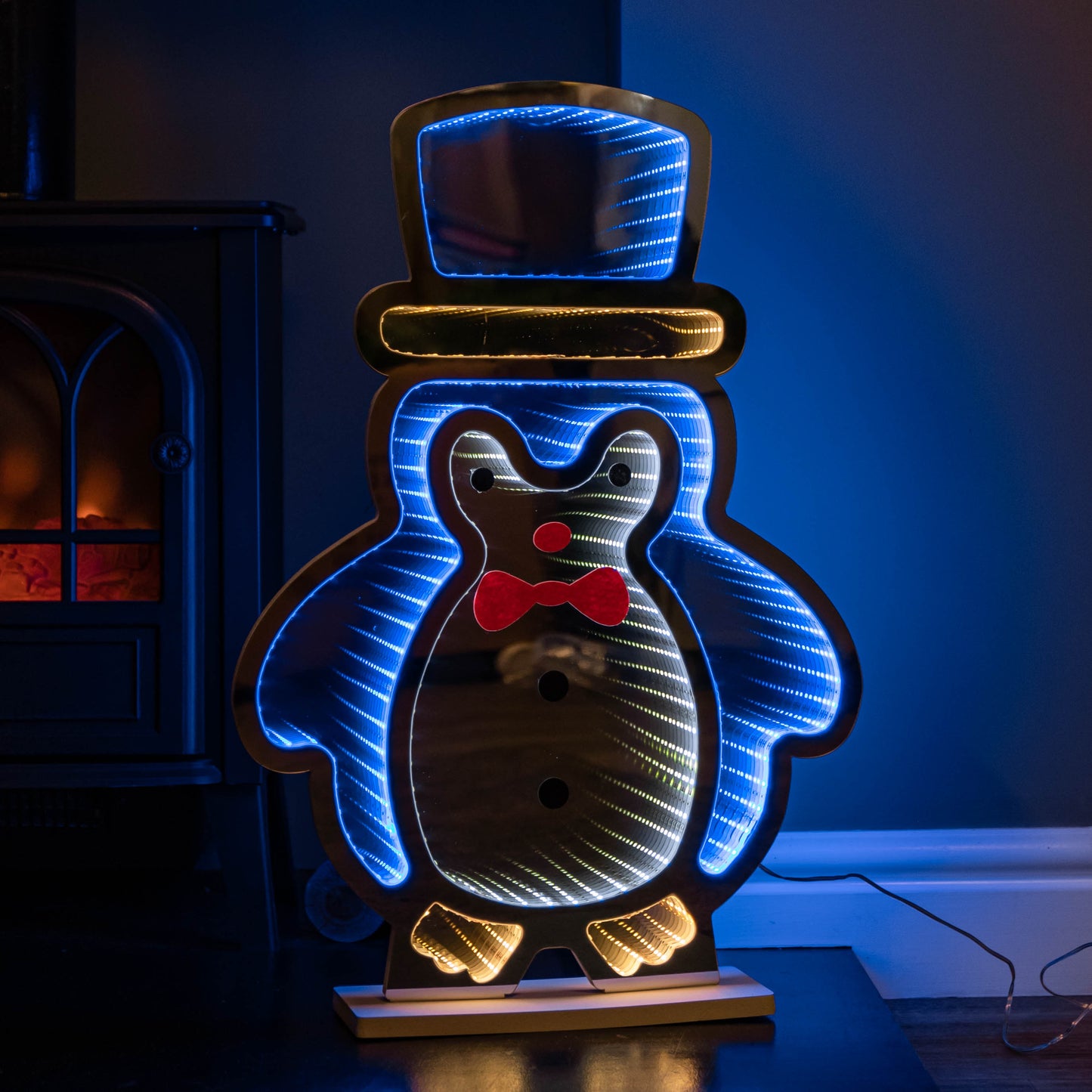 60cm Light up Standing Penguin Infinity Christmas Decoration with Multi-Coloured LEDs