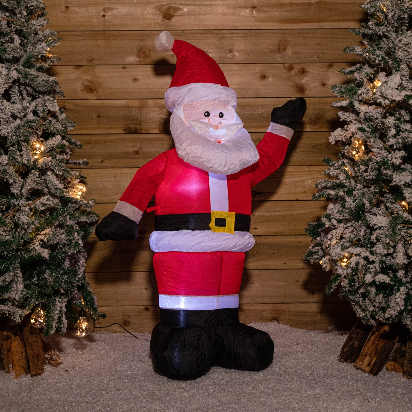 1.2 (4ft) Red and White Waving Santa Christmas Inflatable with White LEDs