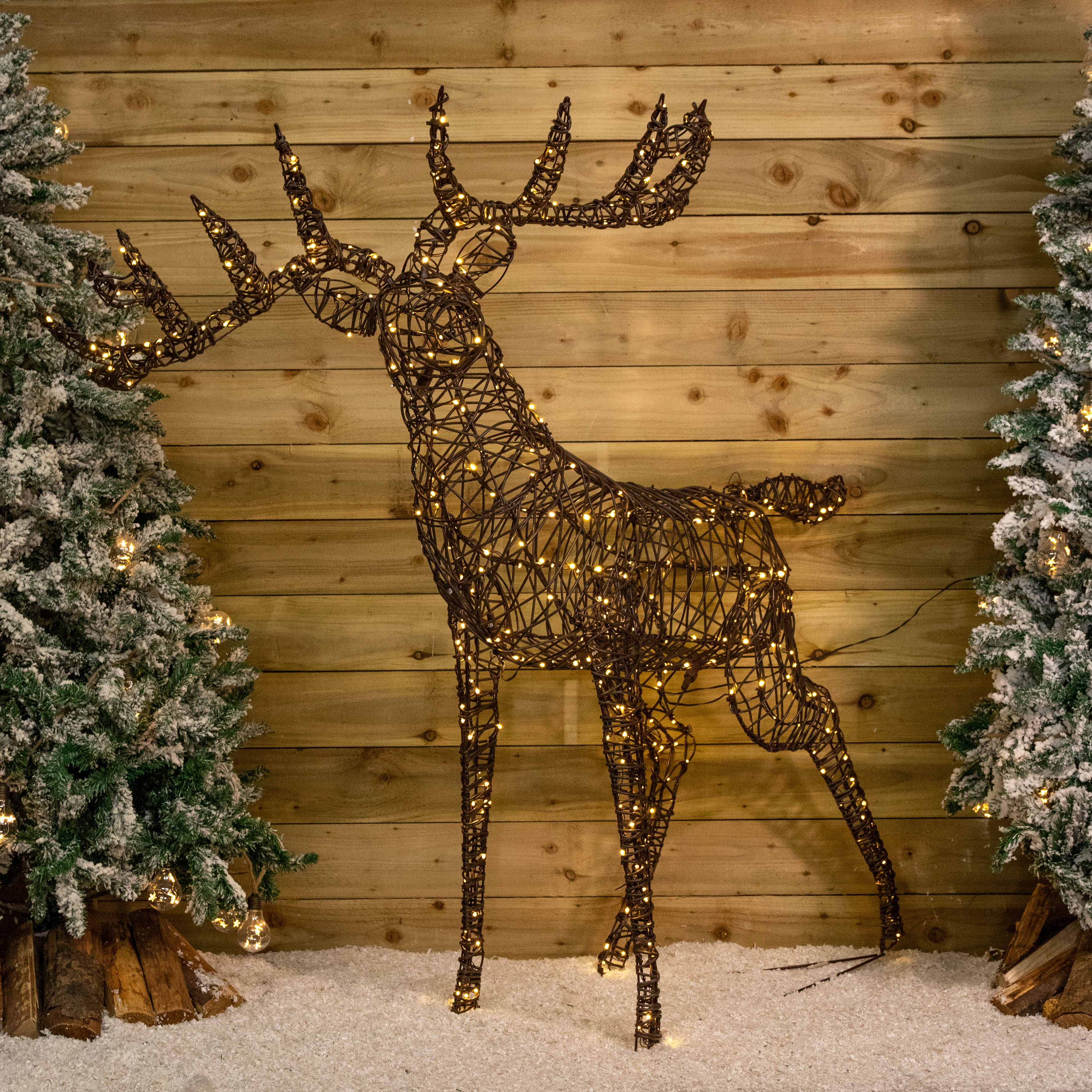 1.66m Light up Brown Christmas Standing Stag with 440 White & Warm White LEDs