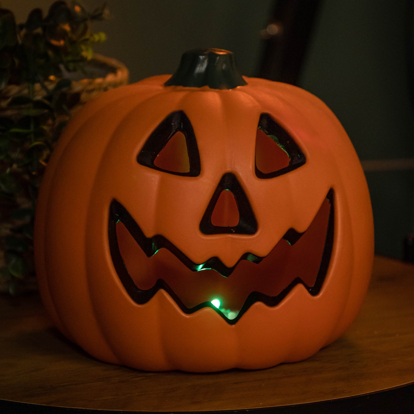 21cm Battery Operated Light up Pumpkin Lantern with Multi-Coloured LEDs