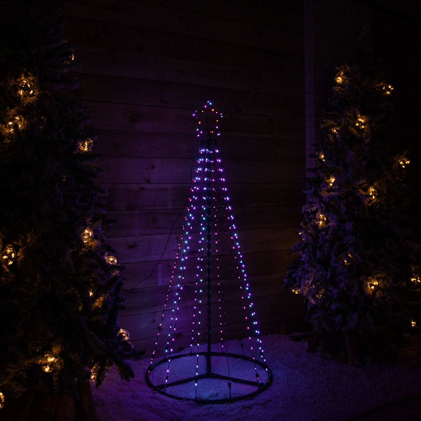 1.4m Light up Christmas Pyramid Cone Tree with 308 Multi-Action Rainbow LEDs