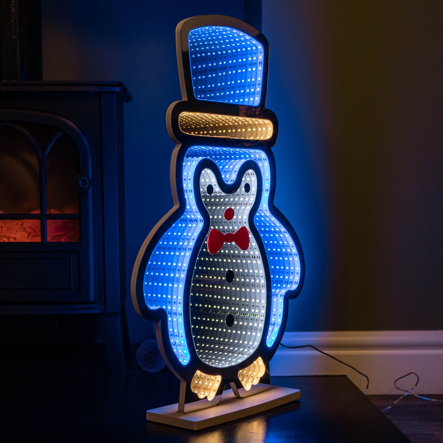 60cm Light up Standing Penguin Infinity Christmas Decoration with Multi-Coloured LEDs