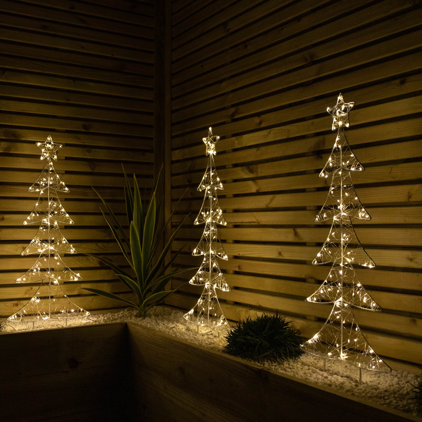 Set of 4 80cm Light up Christmas Tree Path Lights with 400 Warm White LEDs