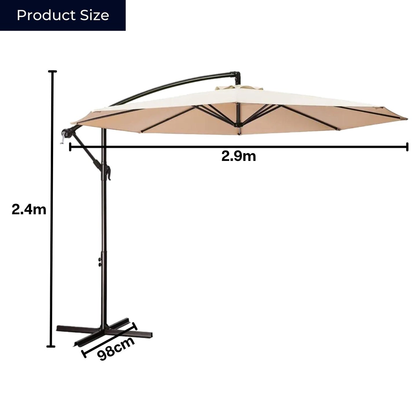 Samuel Alexander 3m Cantilever Parasol in Beige with Crank Handle for Patio Garden