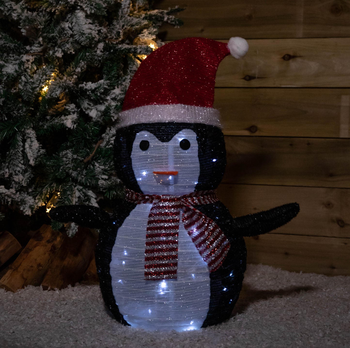 70cm Battery Operated Pop up Christmas Penguin with Static & Flashing White LEDs