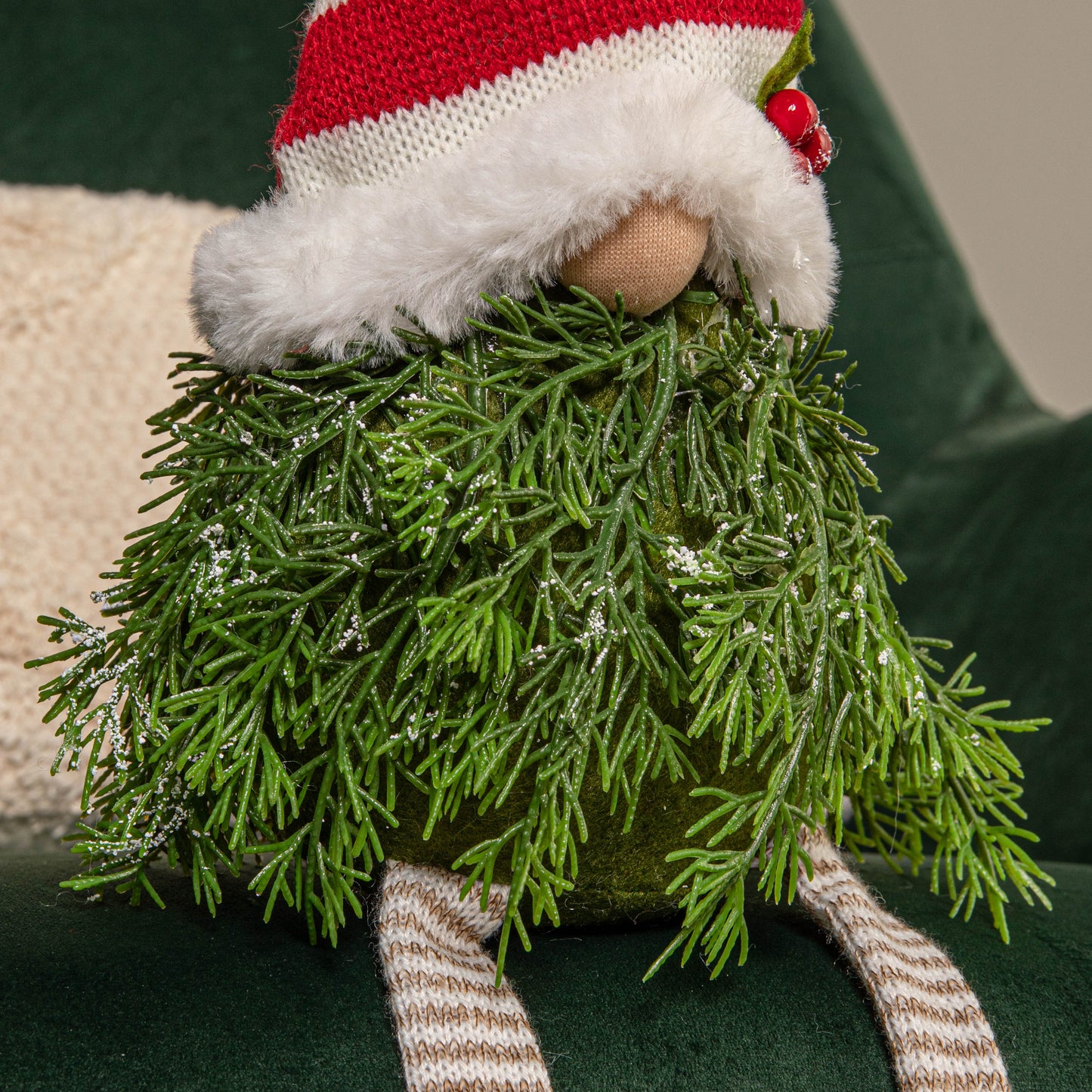 48cm Red and White Christmas Tree Sitting Gonk with Dangly Legs and Striped Hat