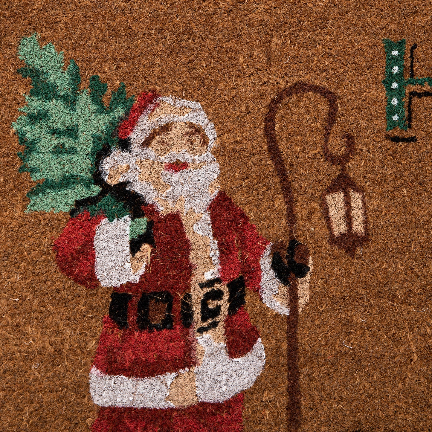 60cm x 40cm Brown Christmas Ho Ho Ho Doormat with Santa