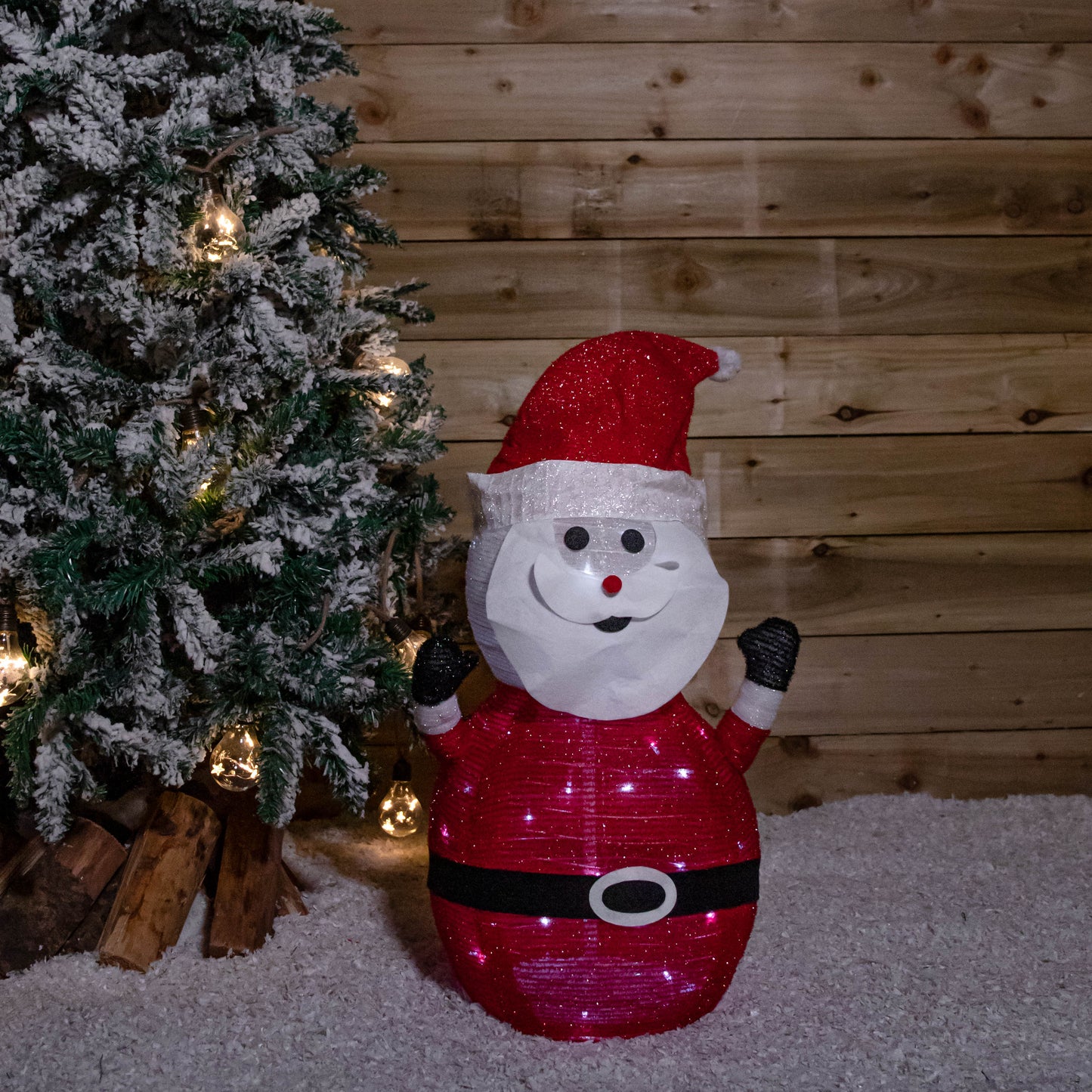 70cm Battery Operated Pop up Christmas Santa with Static & Flashing White LEDs