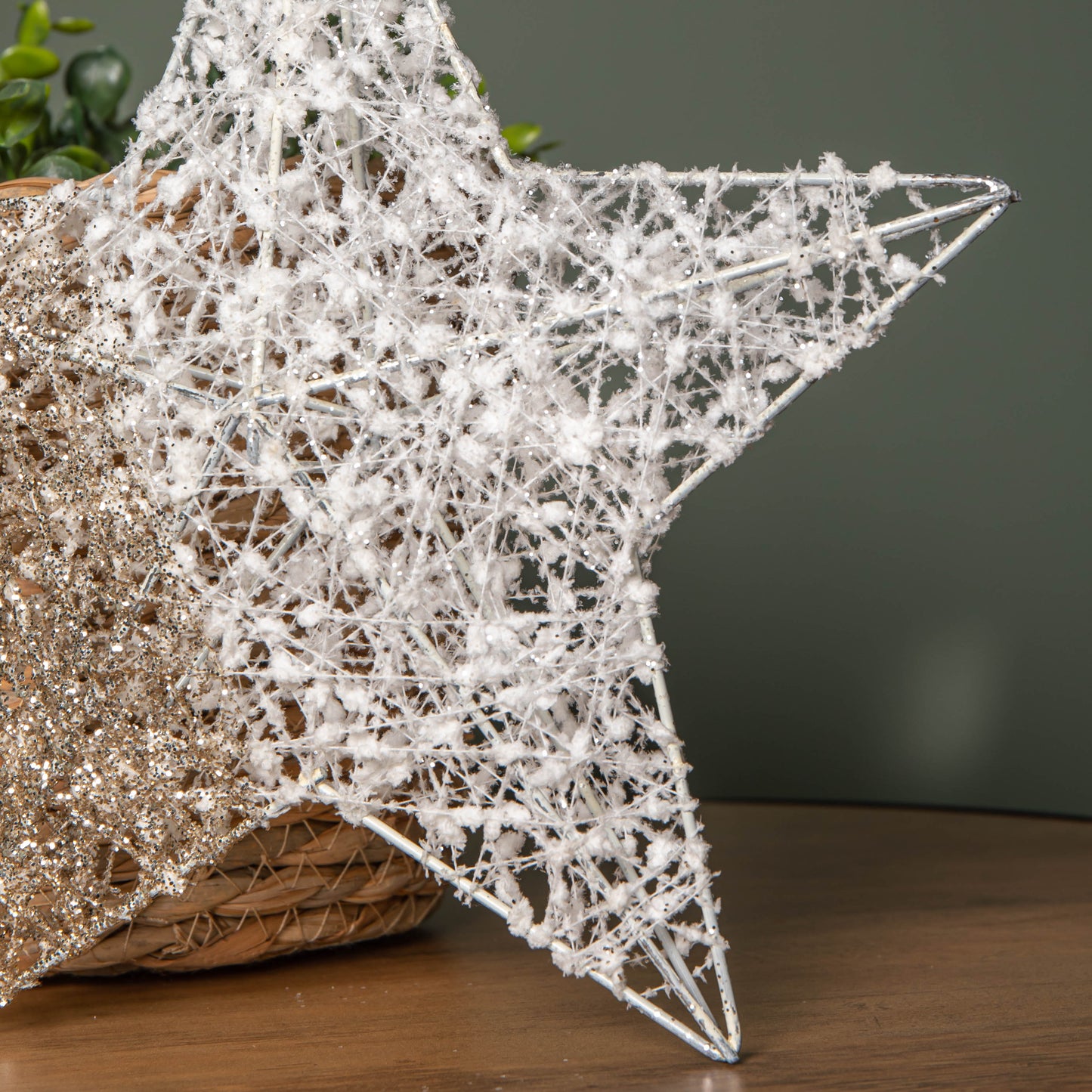 25cm White Woven Christmas Star Decoration