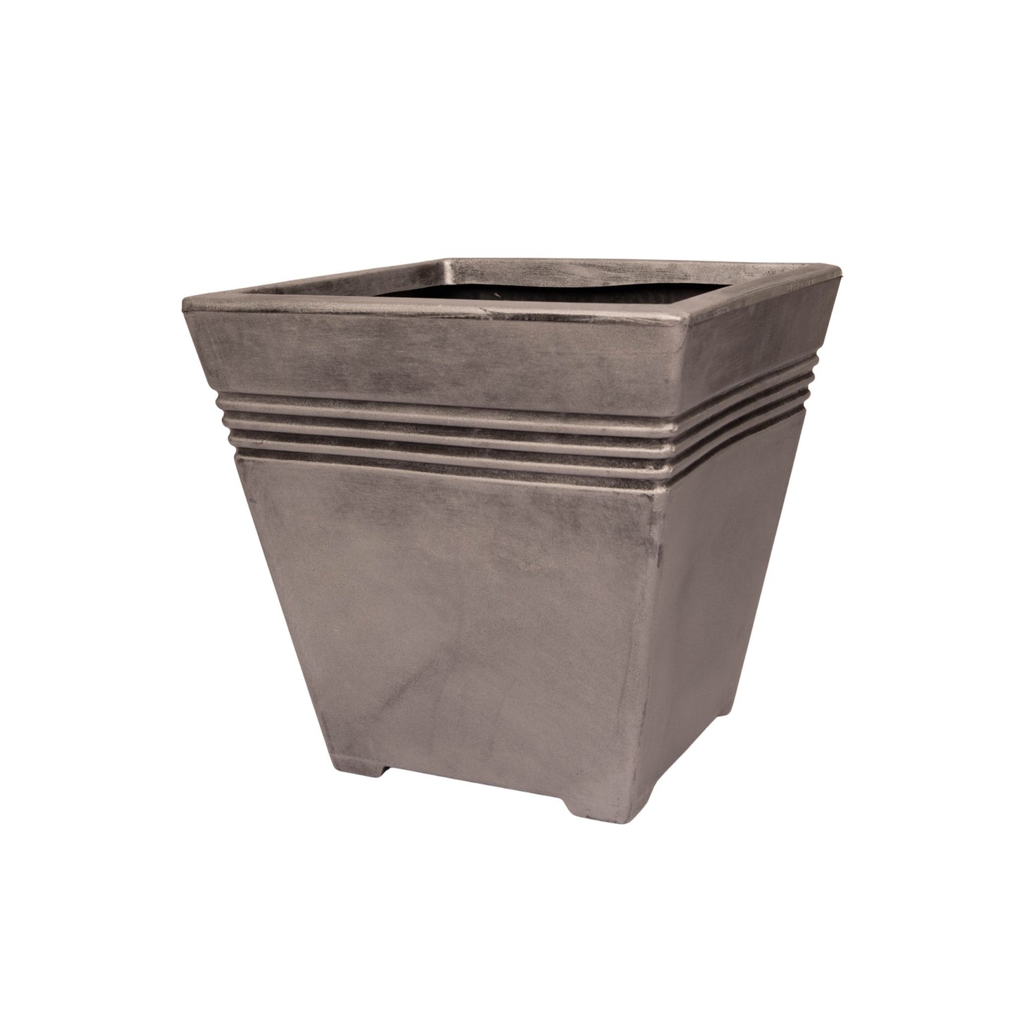 33cm Square Milano Grey Pewter Garden Patio Plant Pot