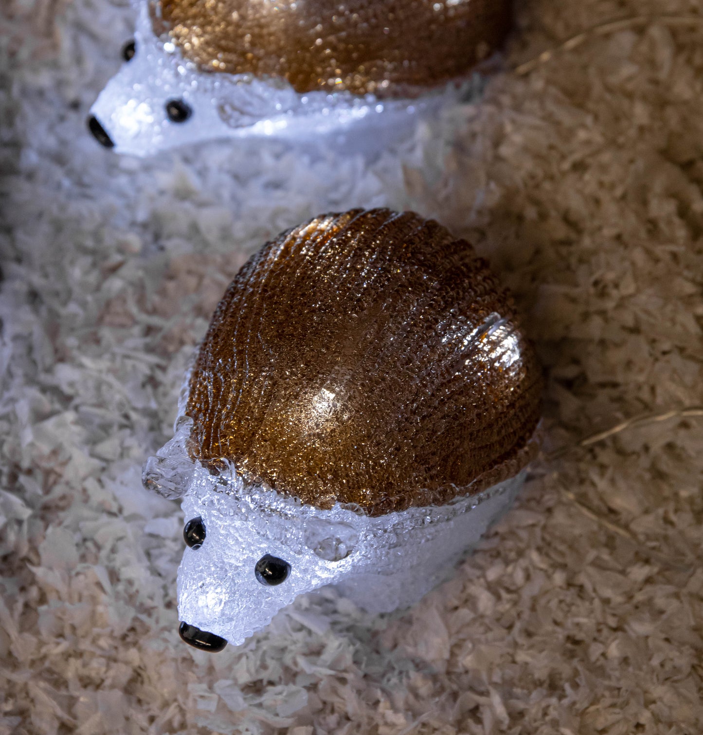 Set of 5 Battery Operated Brown Acrylic Christmas Hedgehogs with Cool White LEDs