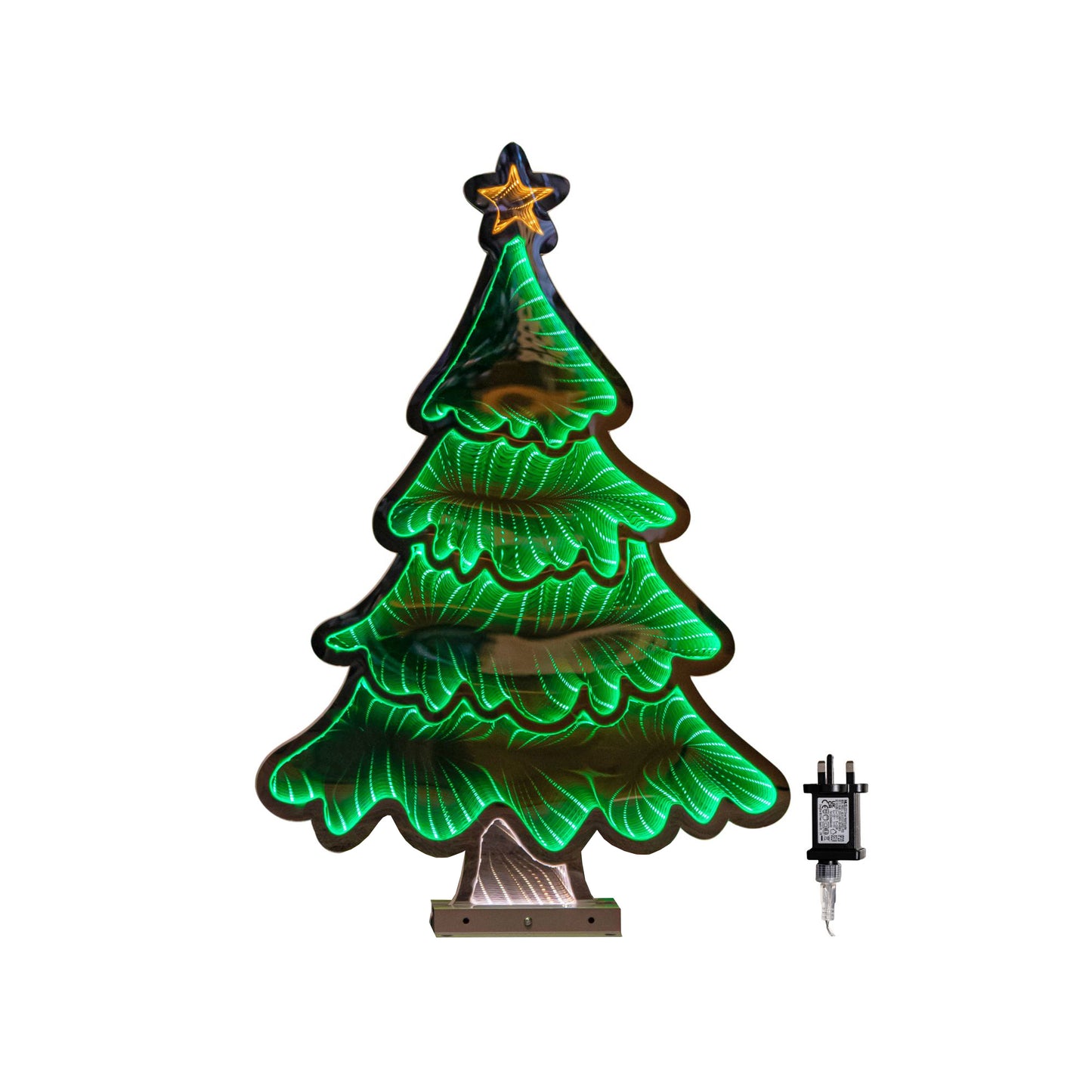 60cm Infinity Standing Christmas Tree on Metal Base with Green LEDs