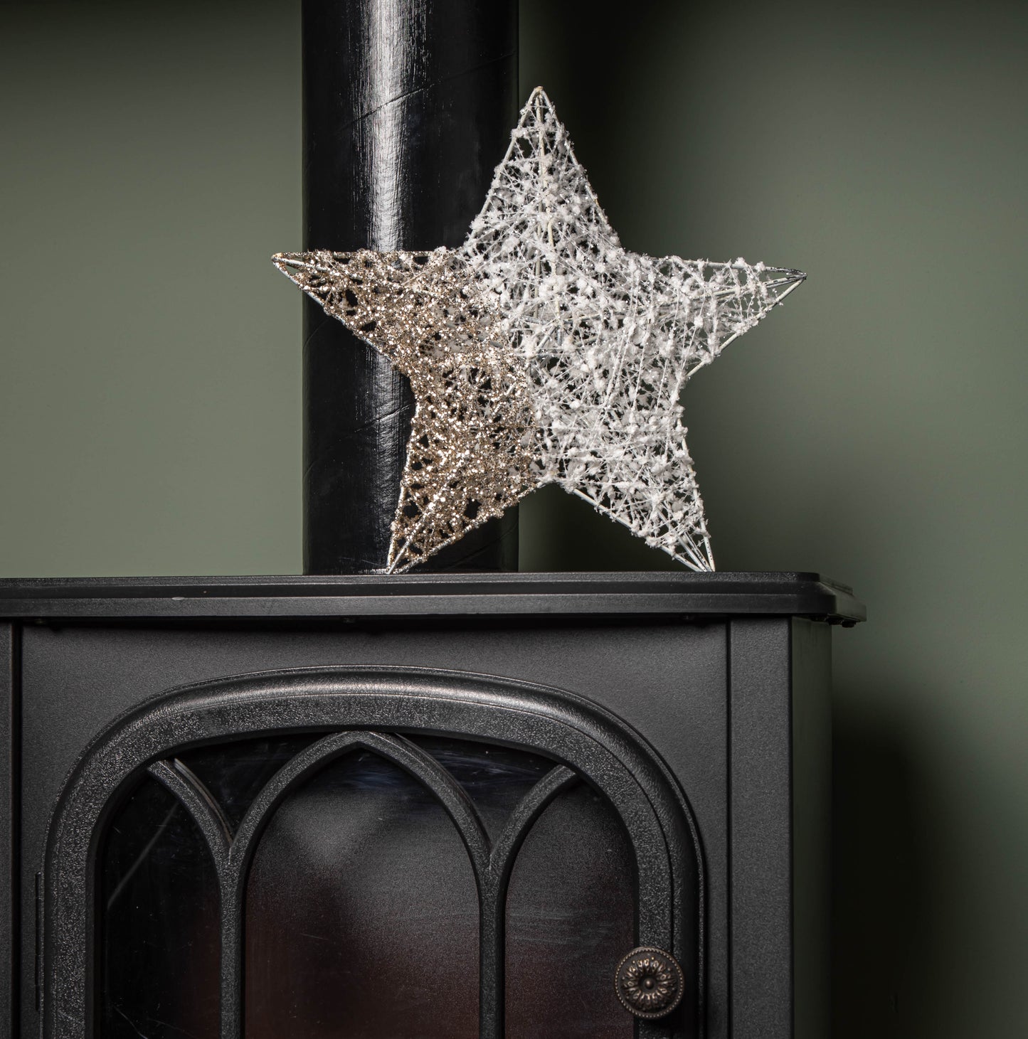 25cm White Woven Christmas Star Decoration