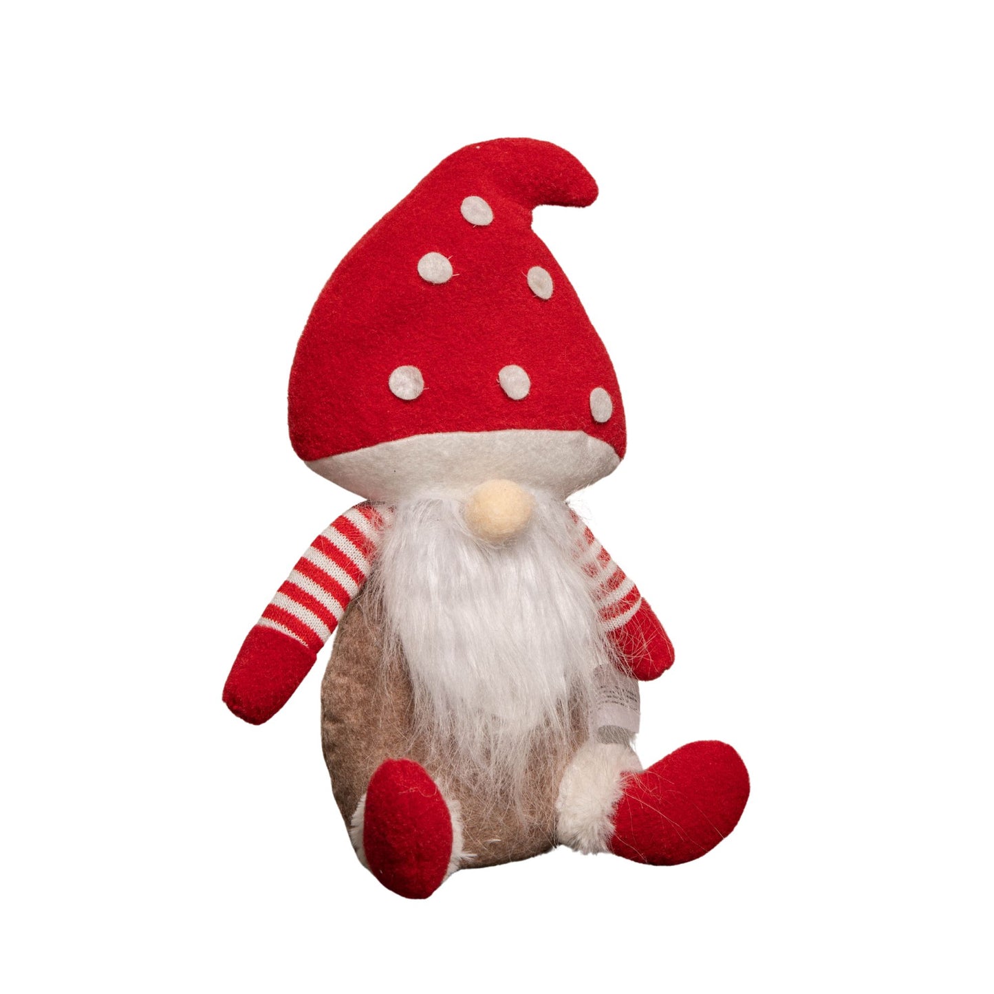 28cm Red and White Sitting Christmas Gonk with Mushroom Hat