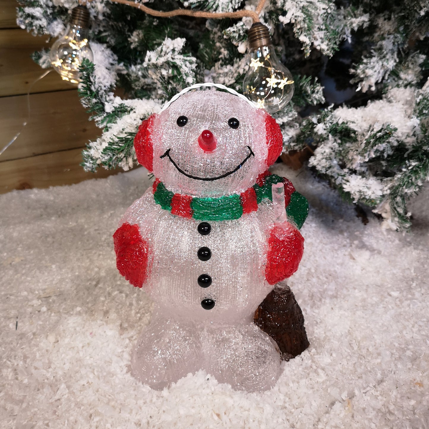 33cm LED Lit Acrylic Snowman Christmas Decoration