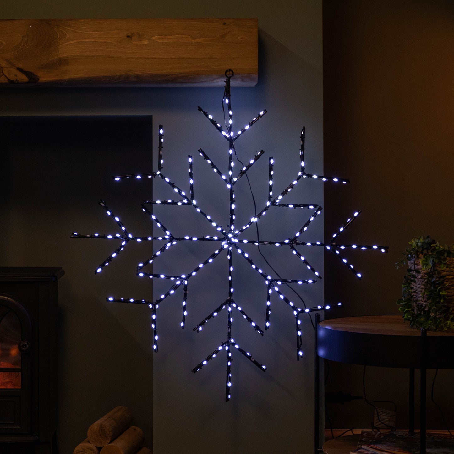 76cm Light up FlexiBrights Hanging Christmas Snowflake with 250 White LEDs