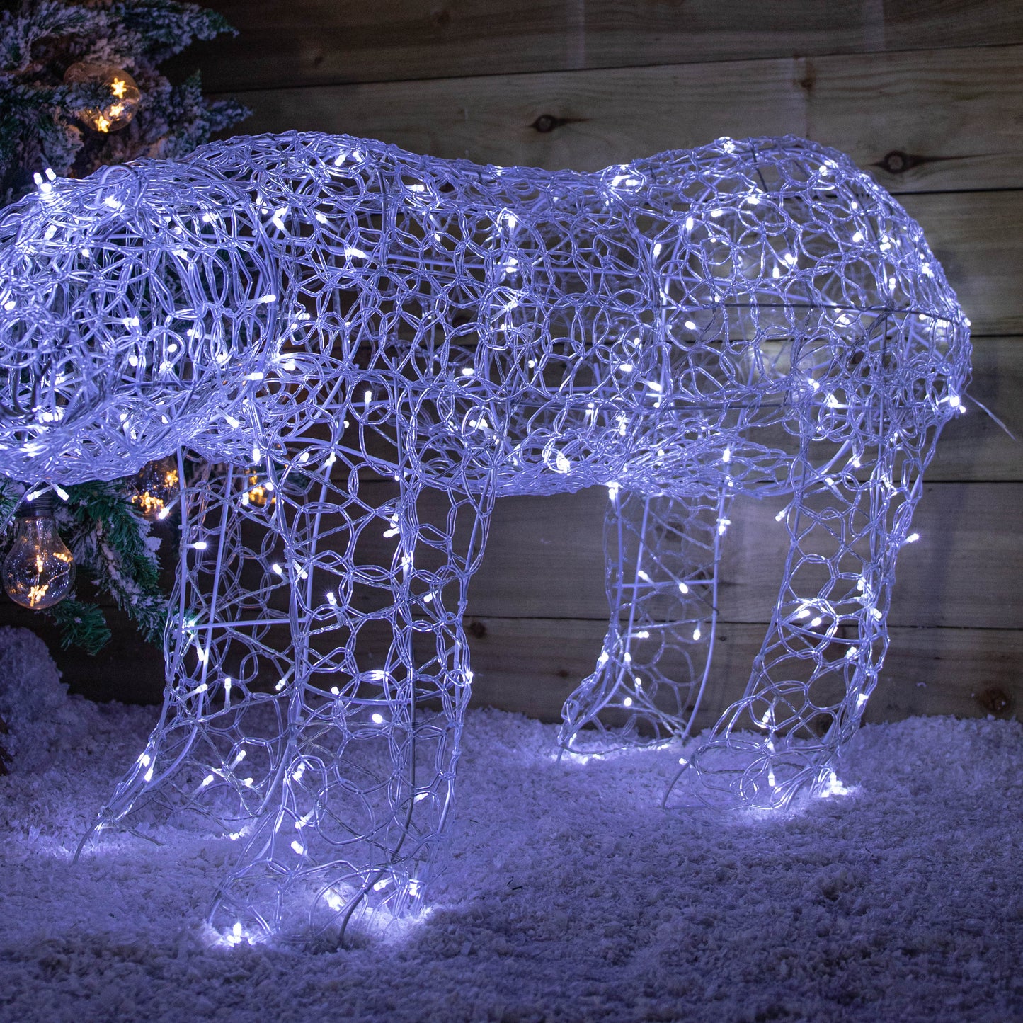 1.3m Light up Soft Acrylic Christmas Polar Bear & Cub With 300 Multi-Action White LEDs