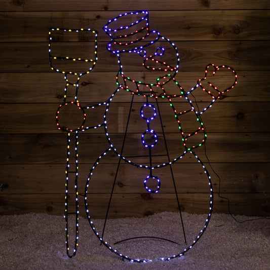 1m x 78cm Light up Standing Christmas Snowman with 390 Multi-Coloured LEDs