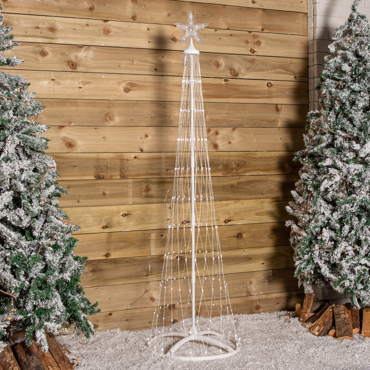 1.8m Light up Christmas Cone Tree with 220 White LEDs and Timer Function