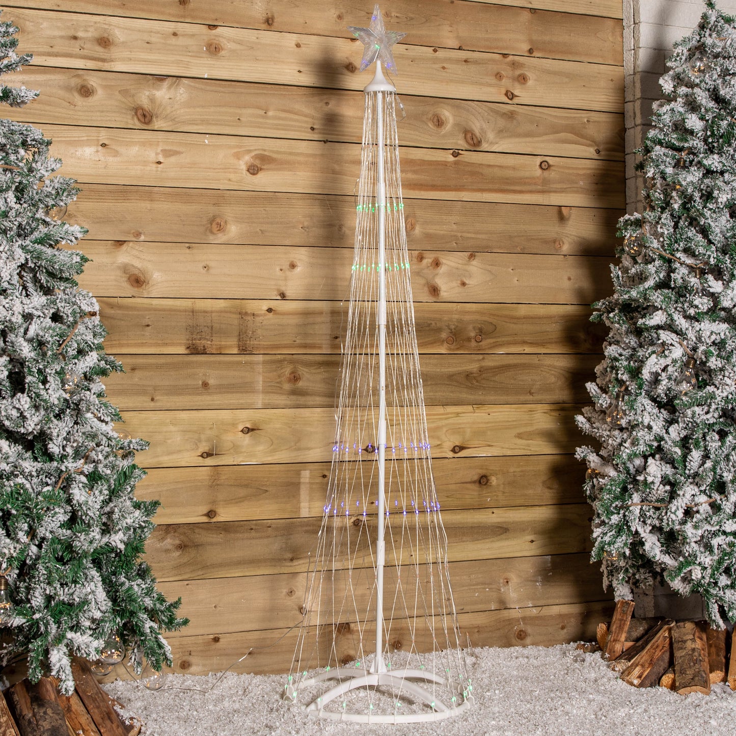 2.5m Light up Christmas Cone Tree with 320 Multi-Coloured LEDs and Timer Function