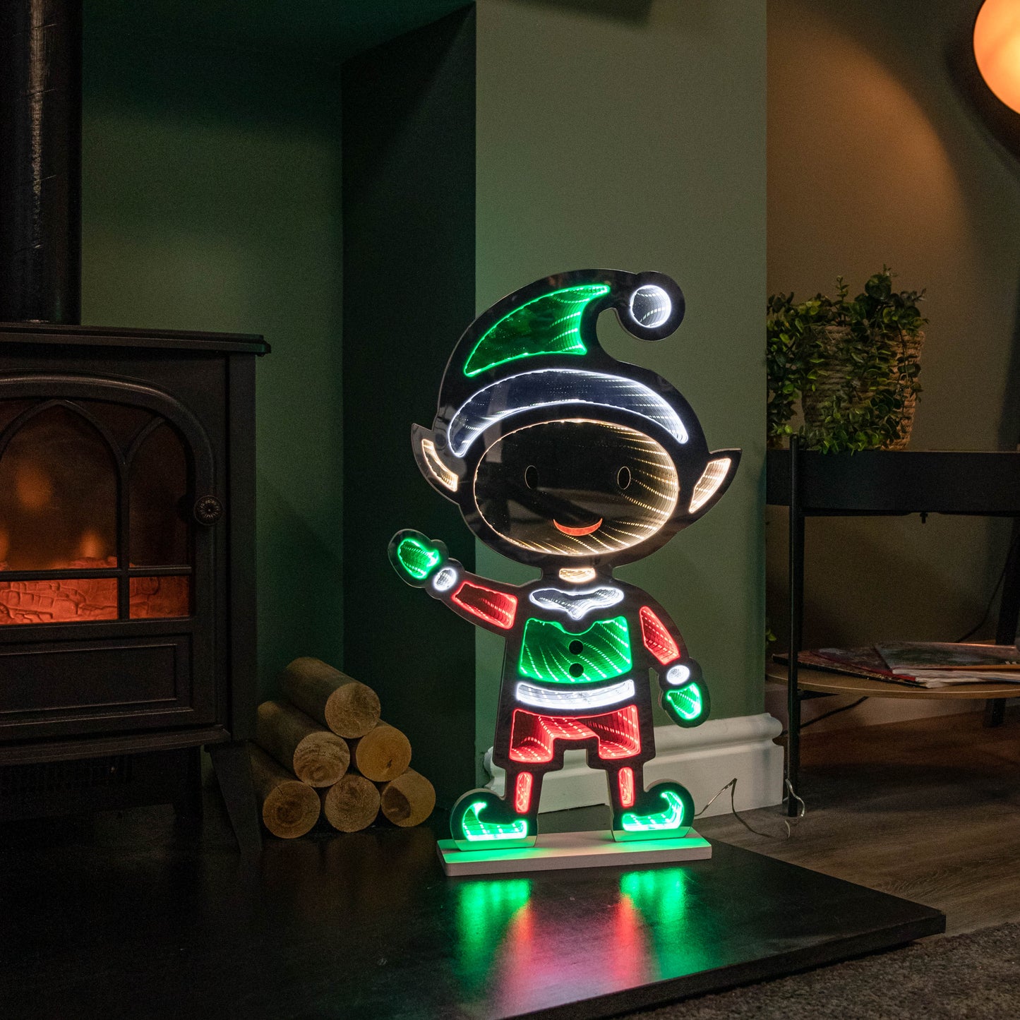 60cm Light up Standing Elf Infinity Christmas Decoration with Multi-Coloured LEDs