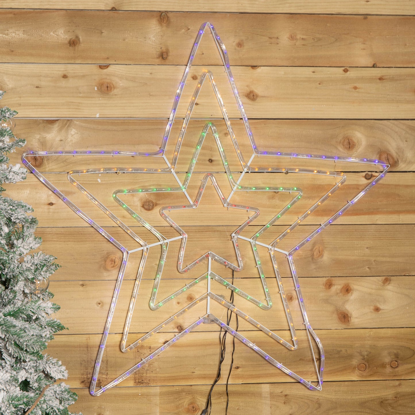 1.7m x 1.3m Light up Hanging Christmas Star Rope Light with Multi-Coloured LEDs