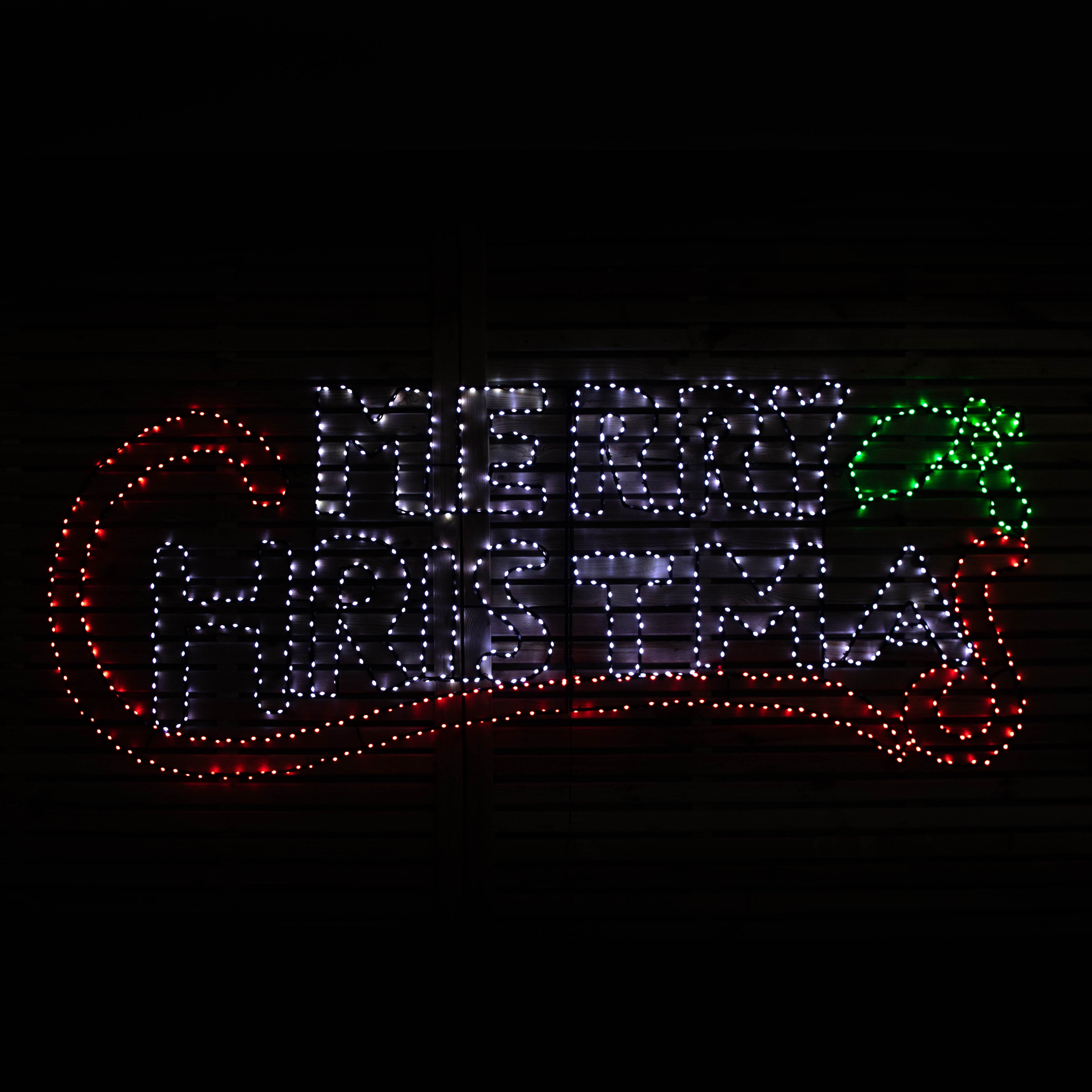 2mx78cm Light up Hanging Merry Christmas Sign with 938 Red, White & Green LEDs