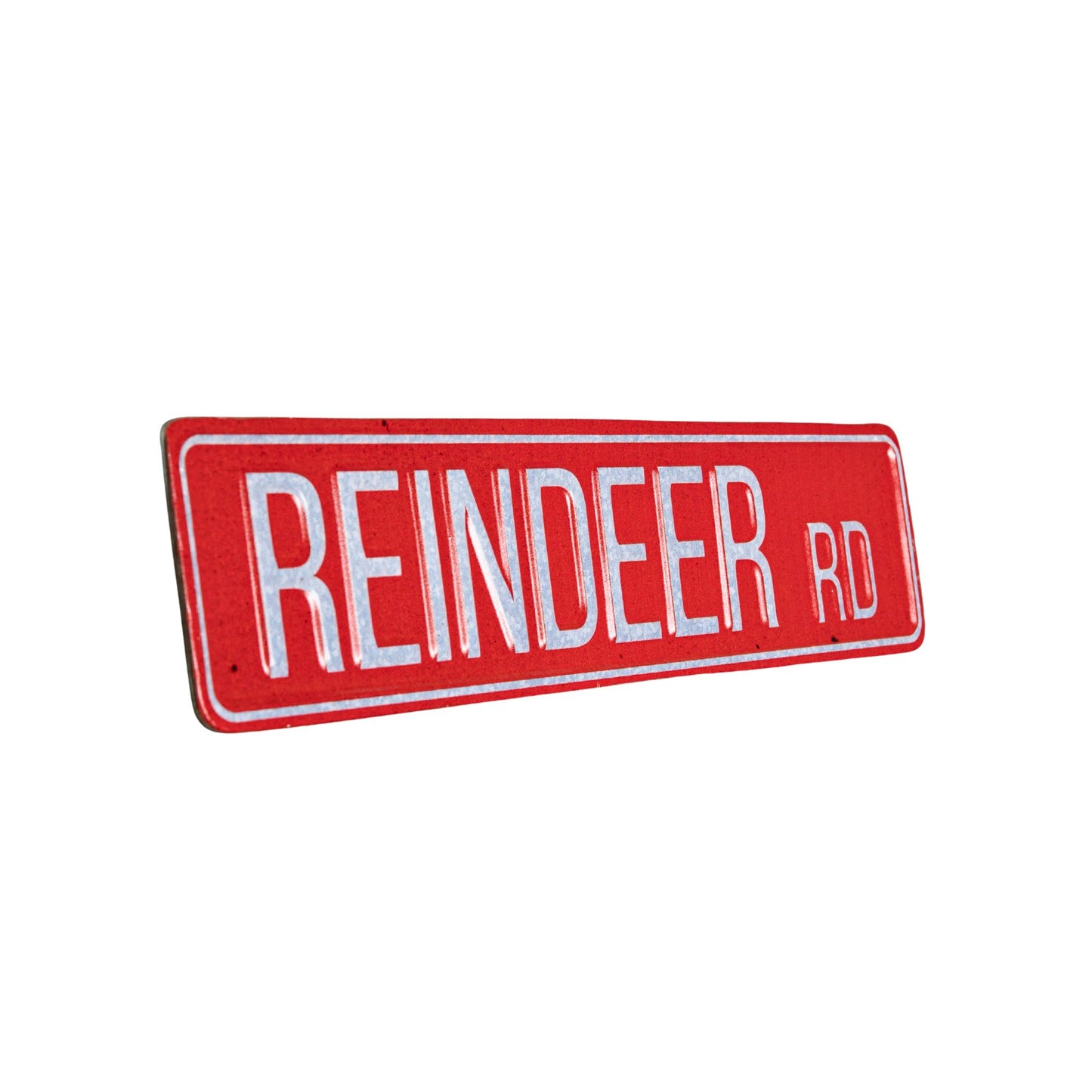 43cm Red Metal Reindeer Road Sign Christmas Decoration