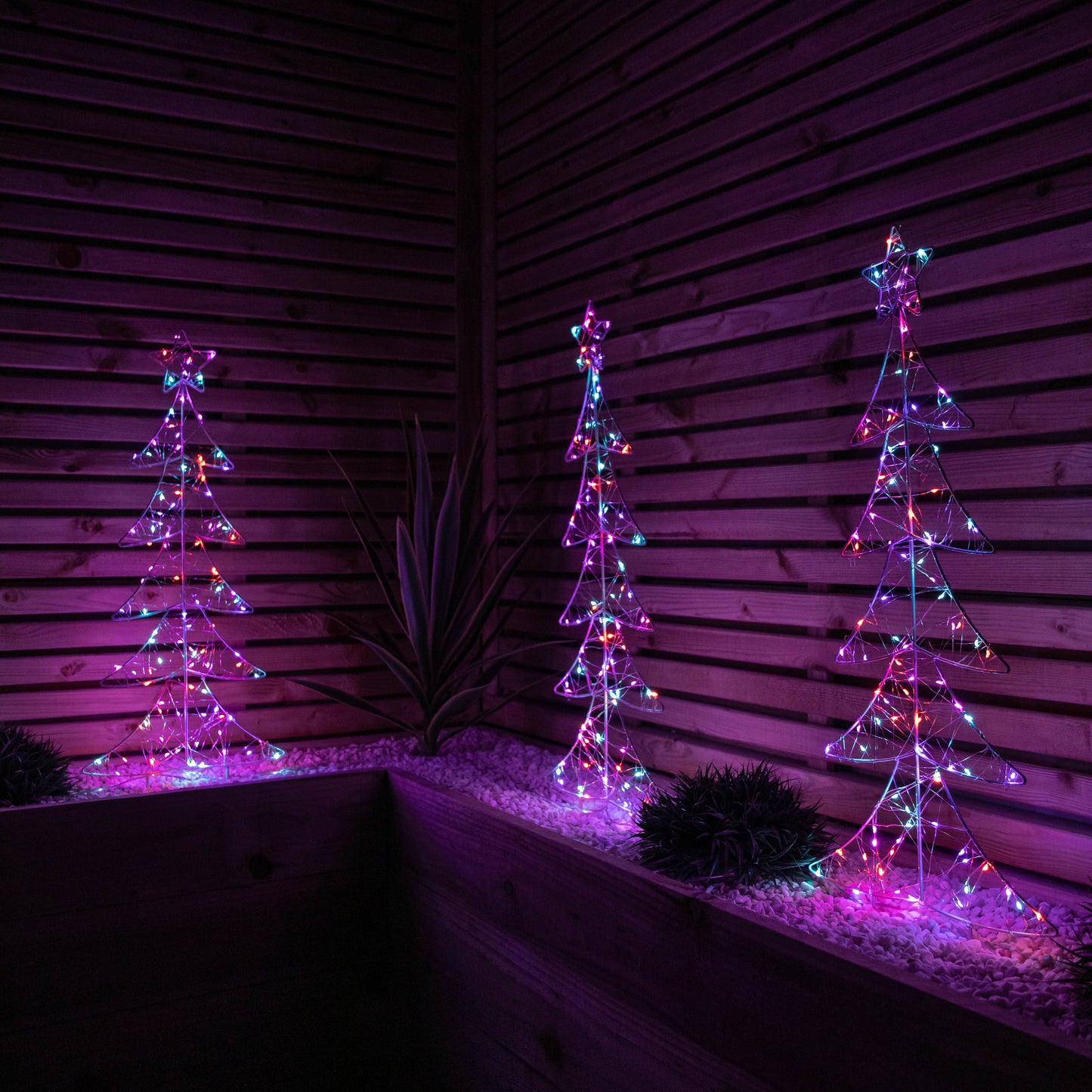 Set of 4 80cm Light up Christmas Tree Path Lights with 400 Rainbow LEDs