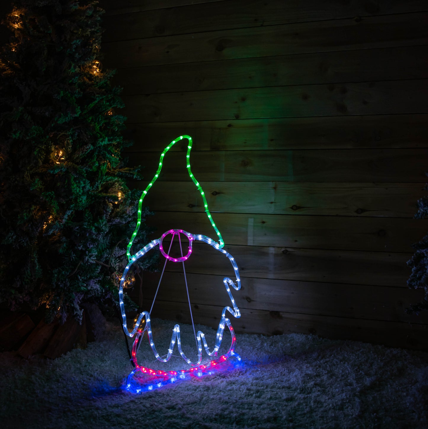 91cm Standing Christmas Gnome Rope Light with 132 Static & Flashing Multi-Coloured LEDs