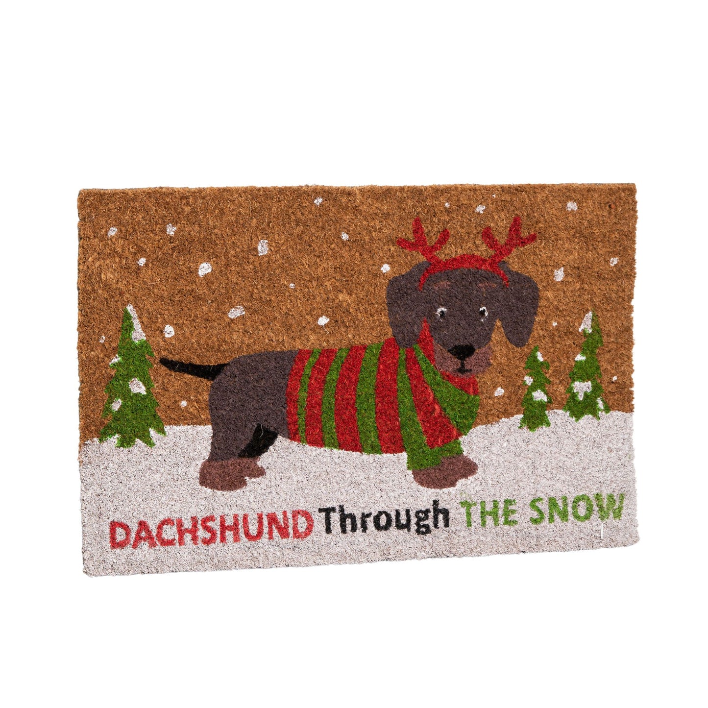 60cm x 40cm Brown Christmas Dachshund Dog Doormat 