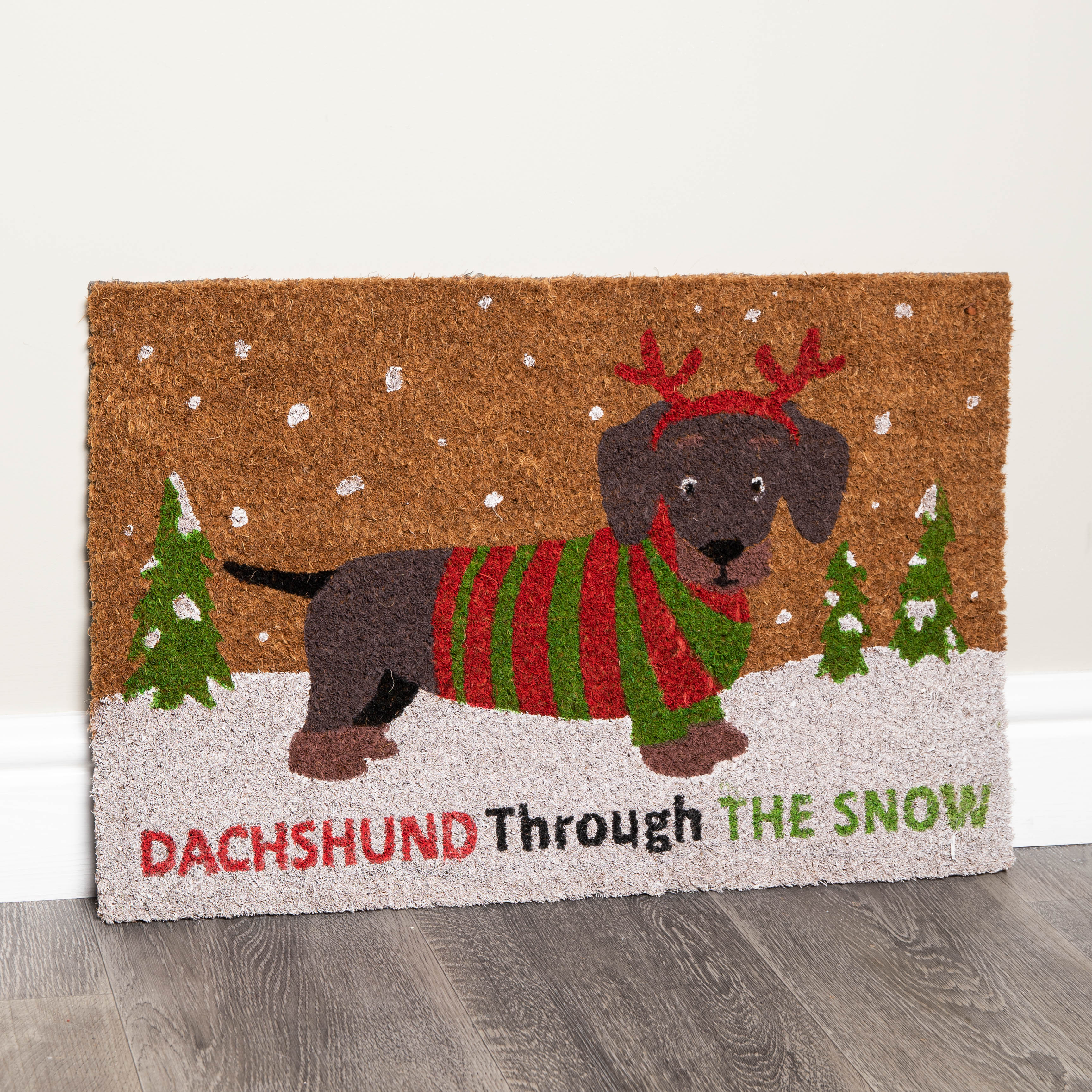 60cm x 40cm Brown Christmas Dachshund Dog Doormat 