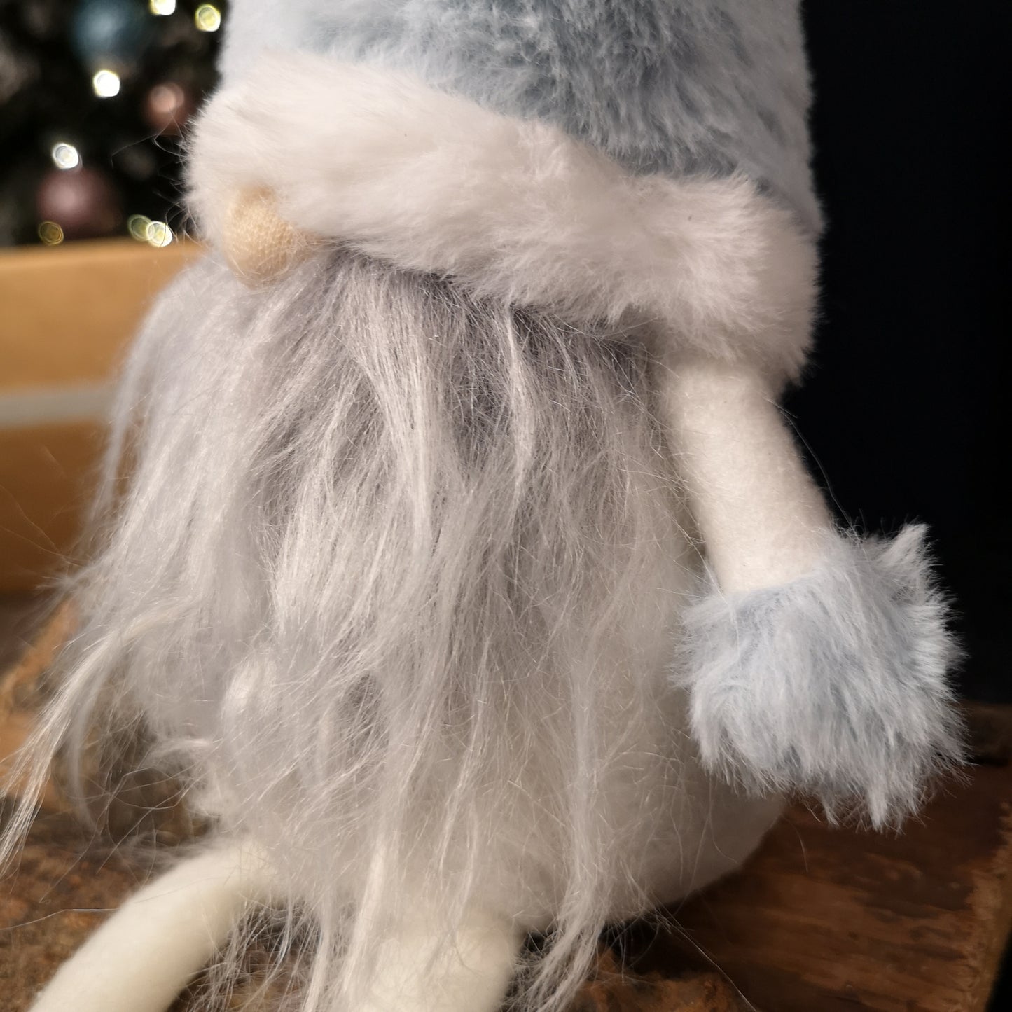 48cm Pastel Blue Plush Sitting Christmas Gonk with Dangly Legs Decoration