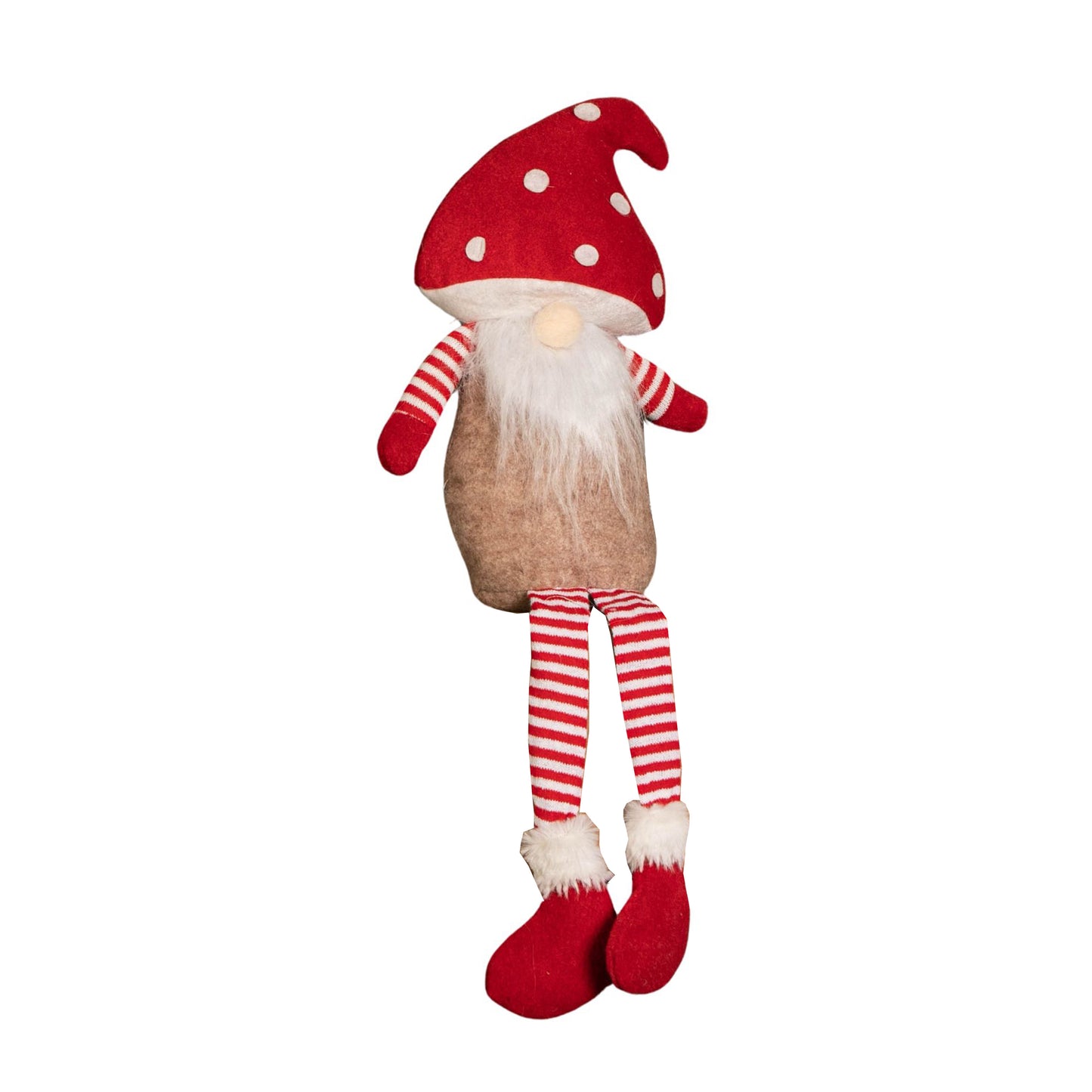 53cm Red and White Sitting Gonk with Mushroom Hat and Dangly Legs