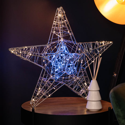 55cm Light up Double Star Silhouette Christmas Decoration with 240 Cool & Warm White LEDs