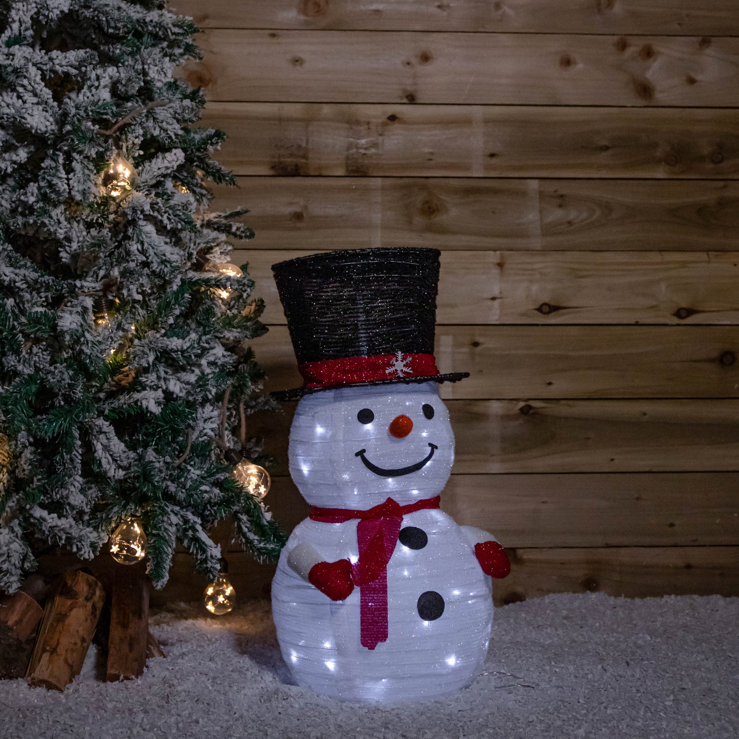 70cm Battery Operated Pop up Christmas Snowman with Static & Flashing White LEDs