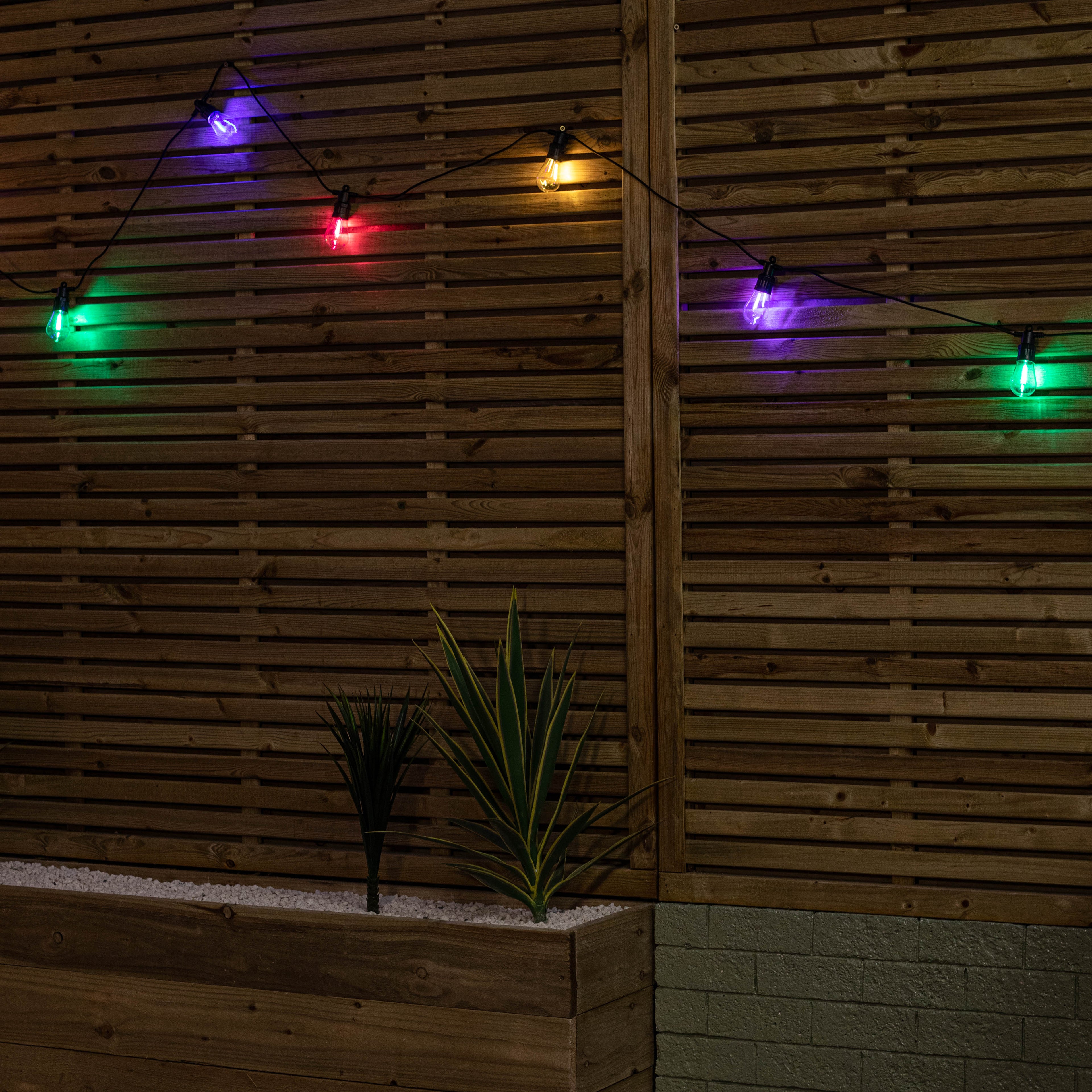 Set of 10 Indoor Outdoor Connectable Vintage Festoon Lights with Multi-Coloured LEDs