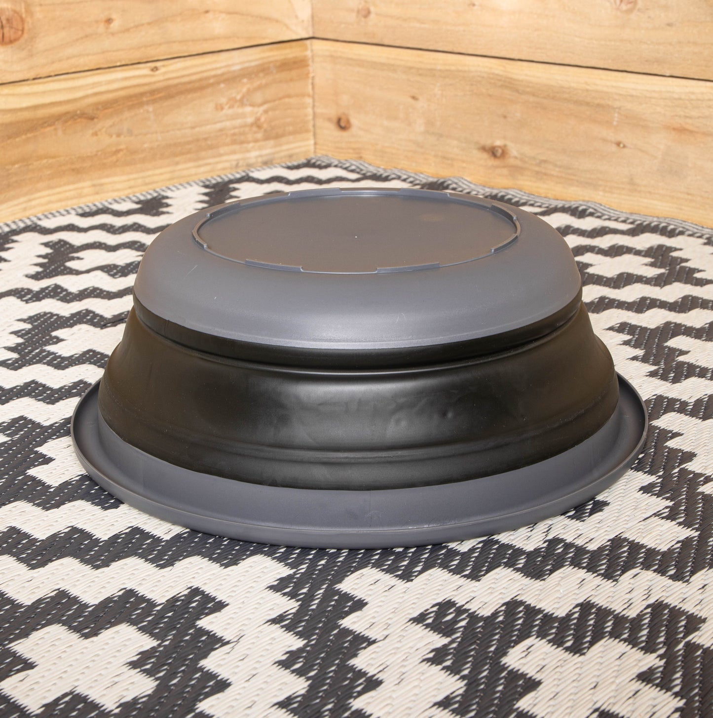 7 Litre Black and Grey Large Collapsible Camping Round Bowl