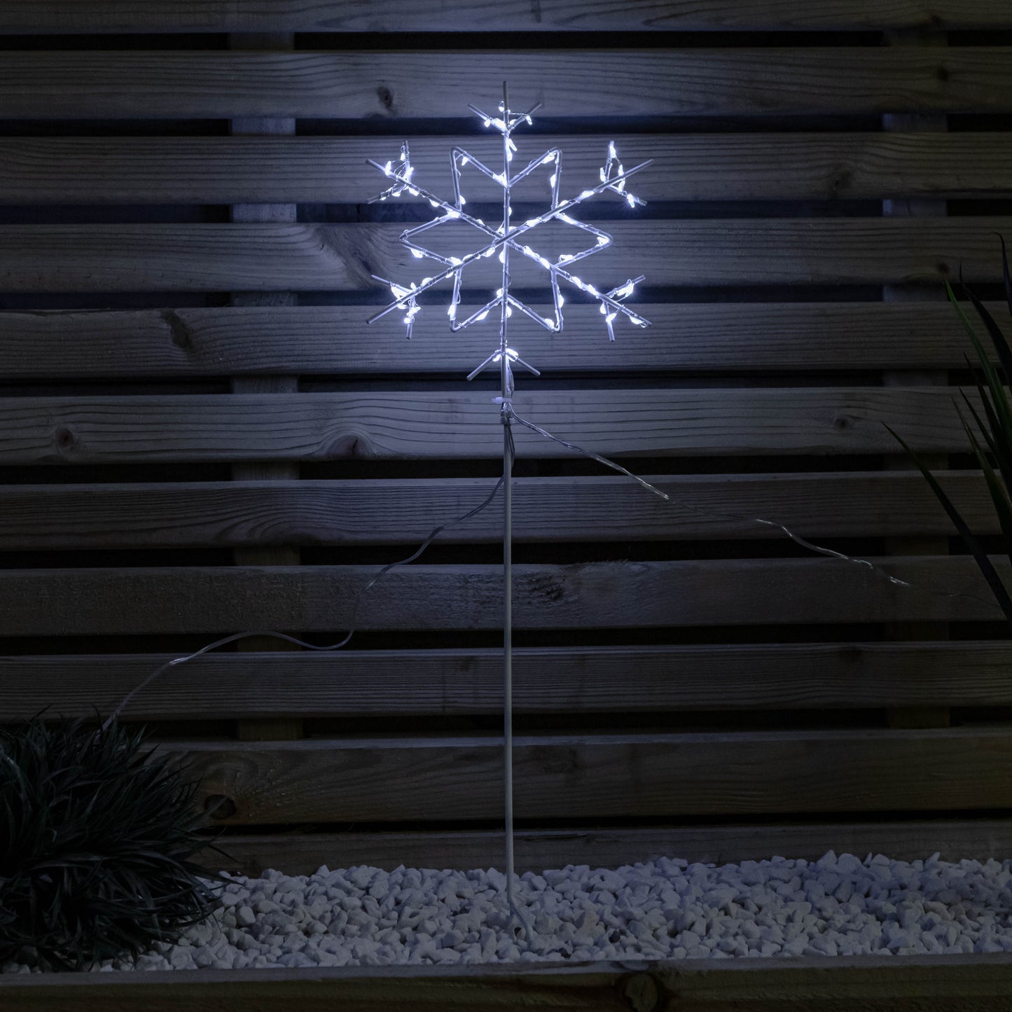 Set of 4 60cm Light up Christmas Snowflake Path Lights with 260 White LEDs