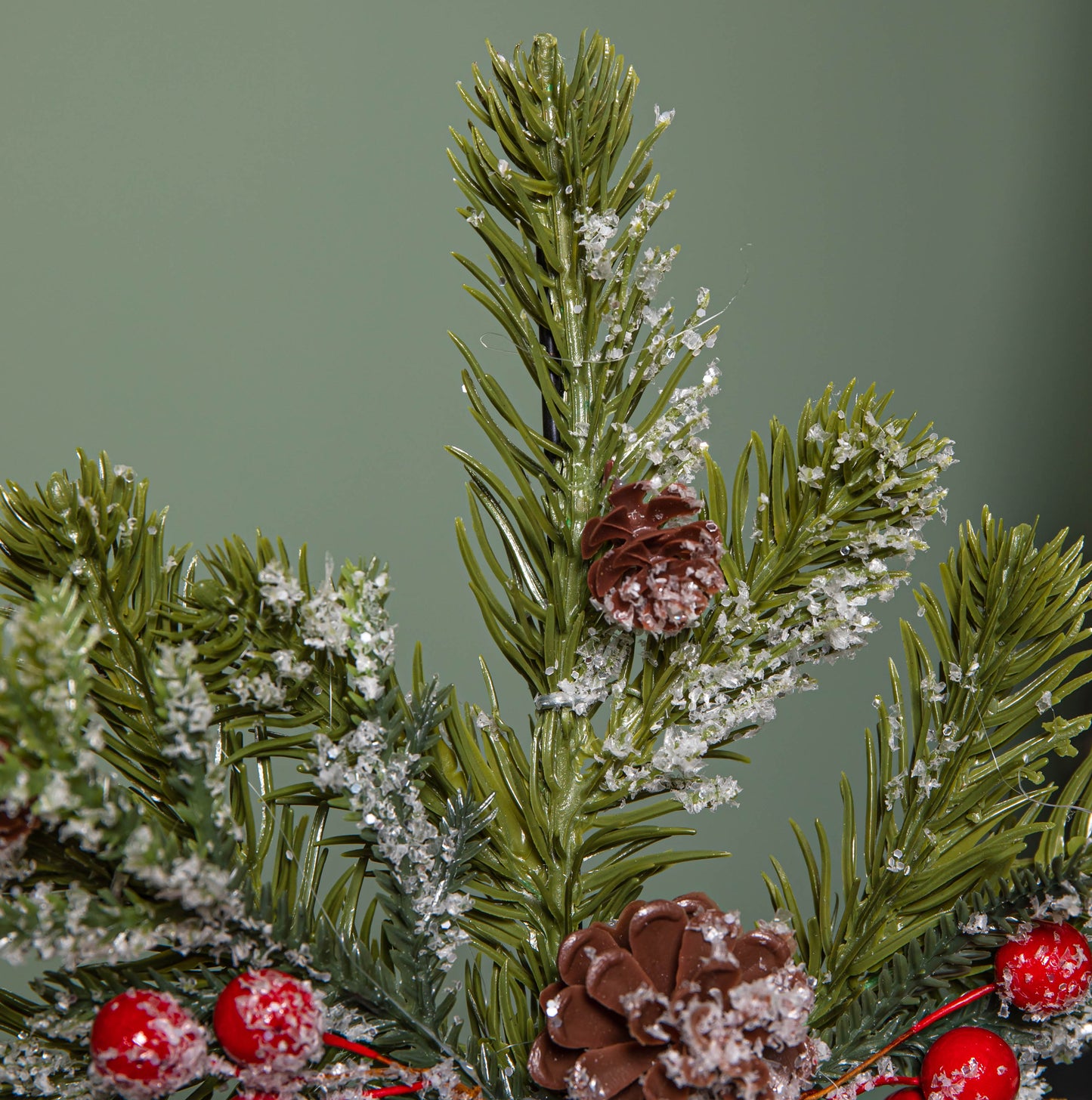 33cm Christmas Tree Topper with Pinecones, Red Berries and Frosted Seasonal Foliage